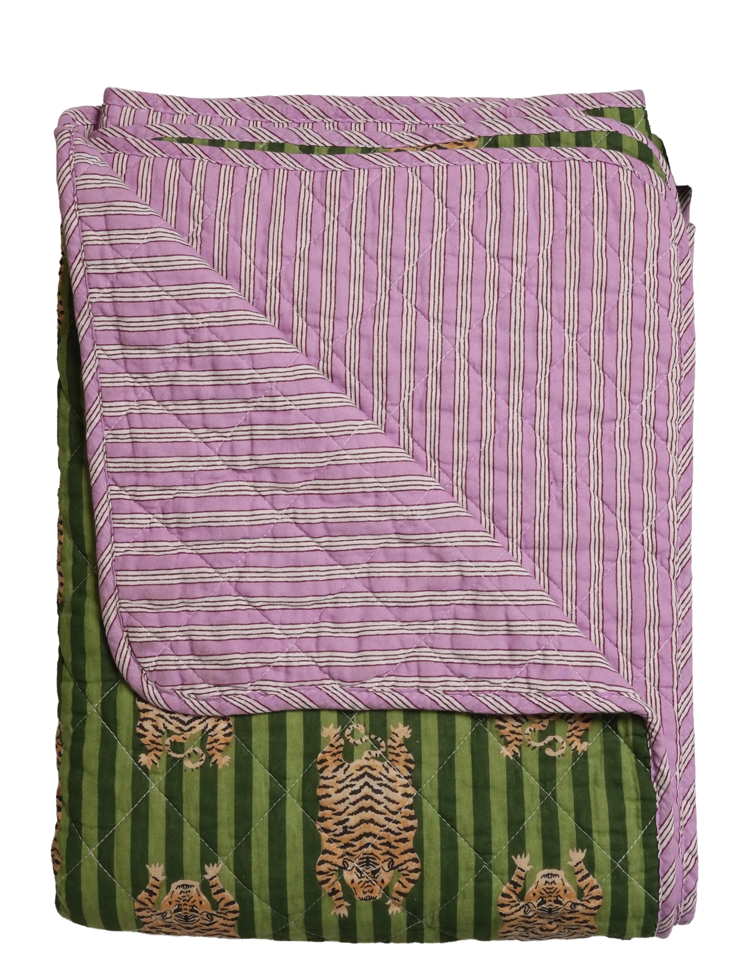 Au Maison Quilt Ethnic, big tiger-green/purple, 140x180 cm - Tekstiilid - GREEN/PURPLE / multi