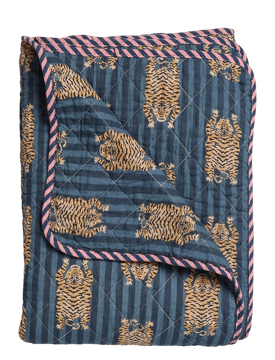 Au Maison - Quilt Ethnic, big tiger-blue, 140x180 cm - pleedid - tiger-blue - 0