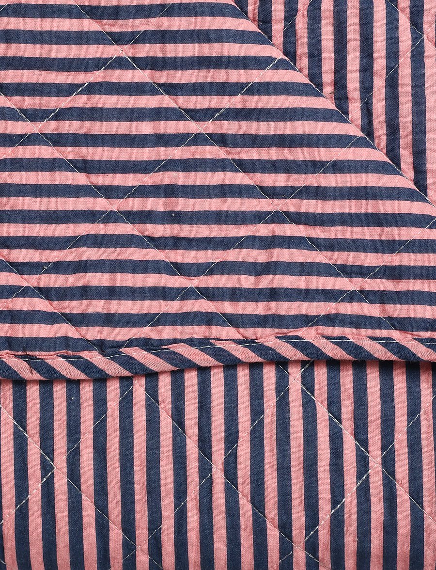 Au Maison - Quilt Ethnic, stripe-dusty pink, 140x180 cm - pleedid - stripe-dusty pink - 1