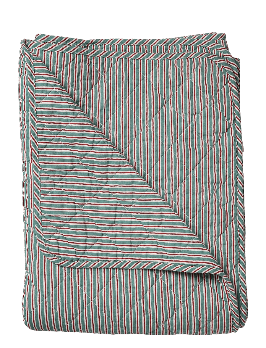 Au Maison - Quilt Ethnic, stripe-petrol, 140x180 cm - pleedid - stripe-petrol - 0