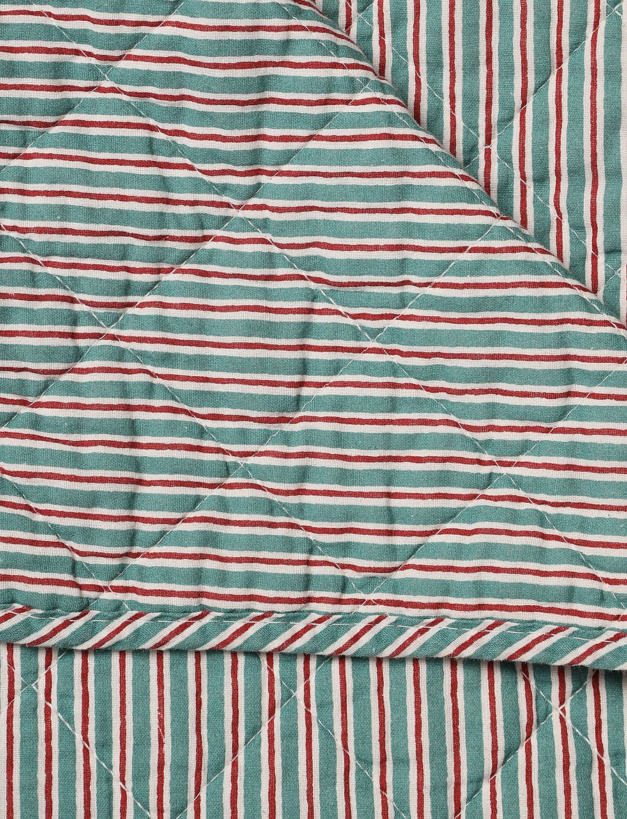 Au Maison - Quilt Ethnic, stripe-petrol, 140x180 cm - pleedid - stripe-petrol - 1
