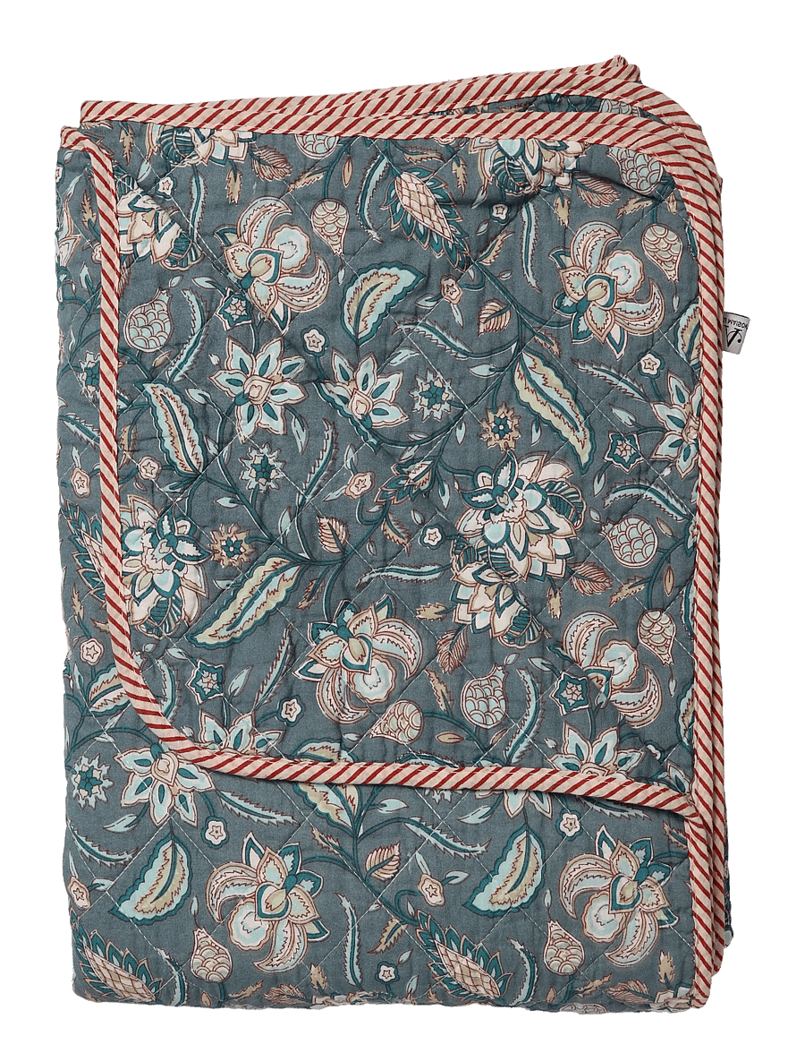 Au Maison - Quilt Ethnic, big flower-dark blue, 140x180 cm - pleedid - dark blue - 0