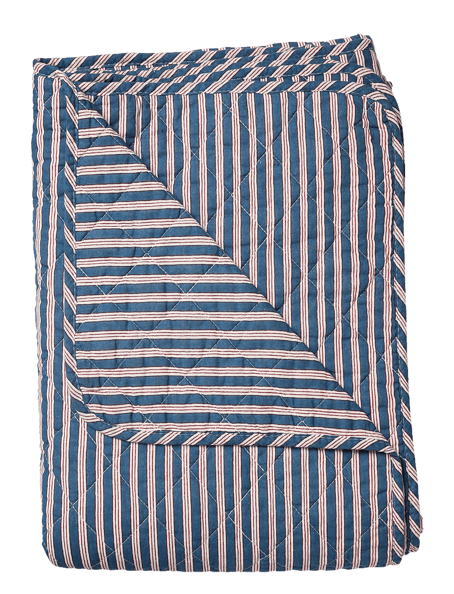 Au Maison - Quilt Ethnic, stripe-dark blue, 140x180 cm - pleedid - dark blue - 0