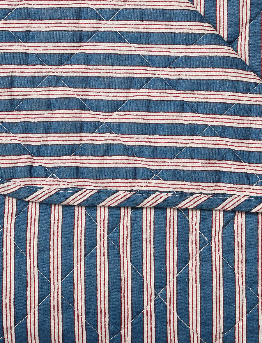 Au Maison - Quilt Ethnic, stripe-dark blue, 140x180 cm - pleedid - dark blue - 1