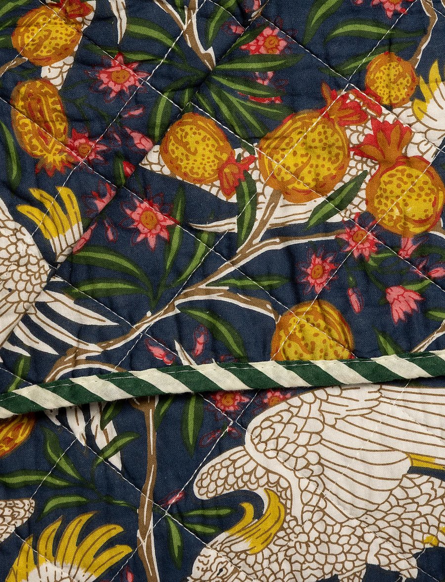 Au Maison - Quilt Ethnic, bird-dark blue, 140x180 cm - pleedid - dark blue - 1