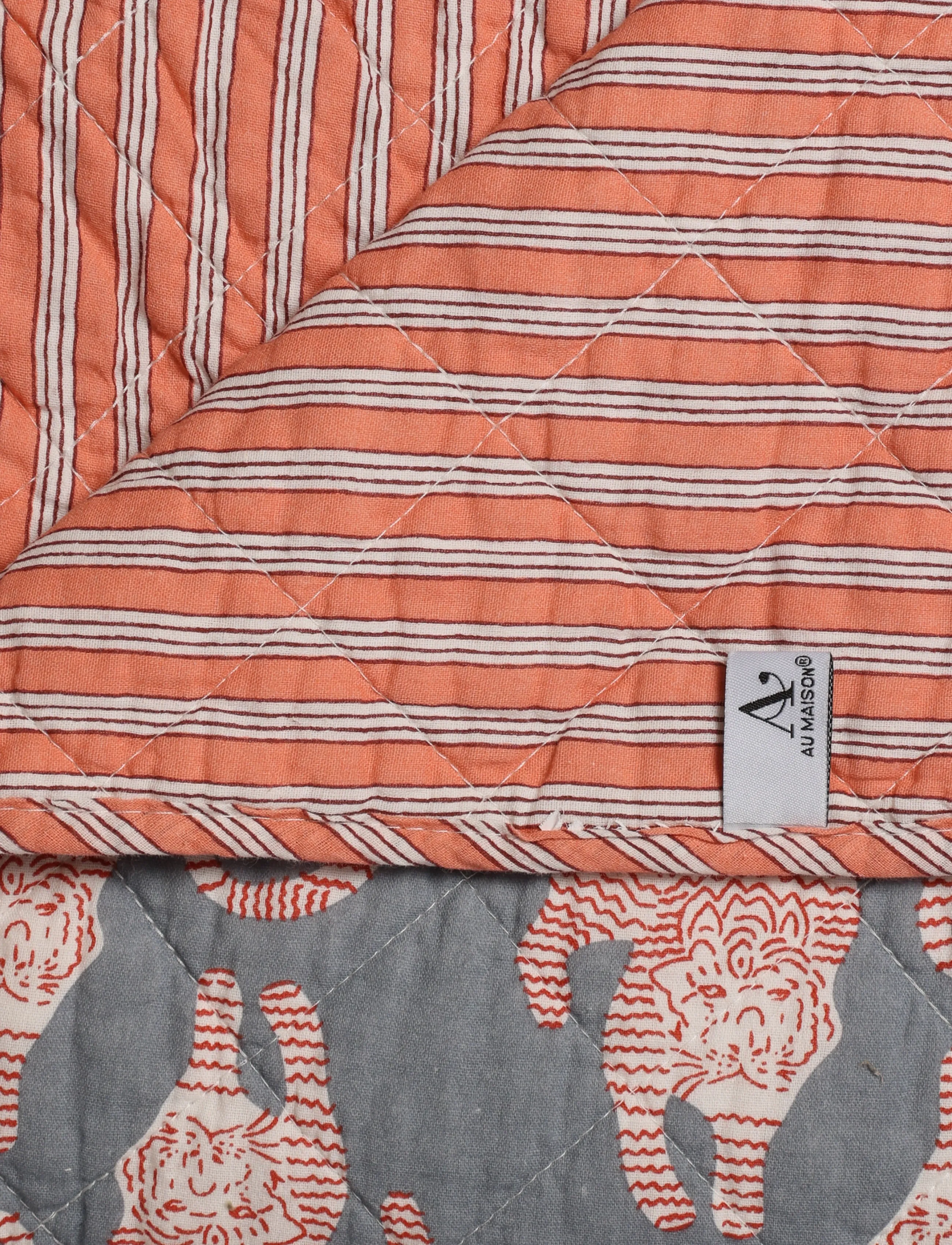 Au Maison - Quilt Ethnic, tiger-blue/pink, 140x180 cm - decken - blue/pink - 1