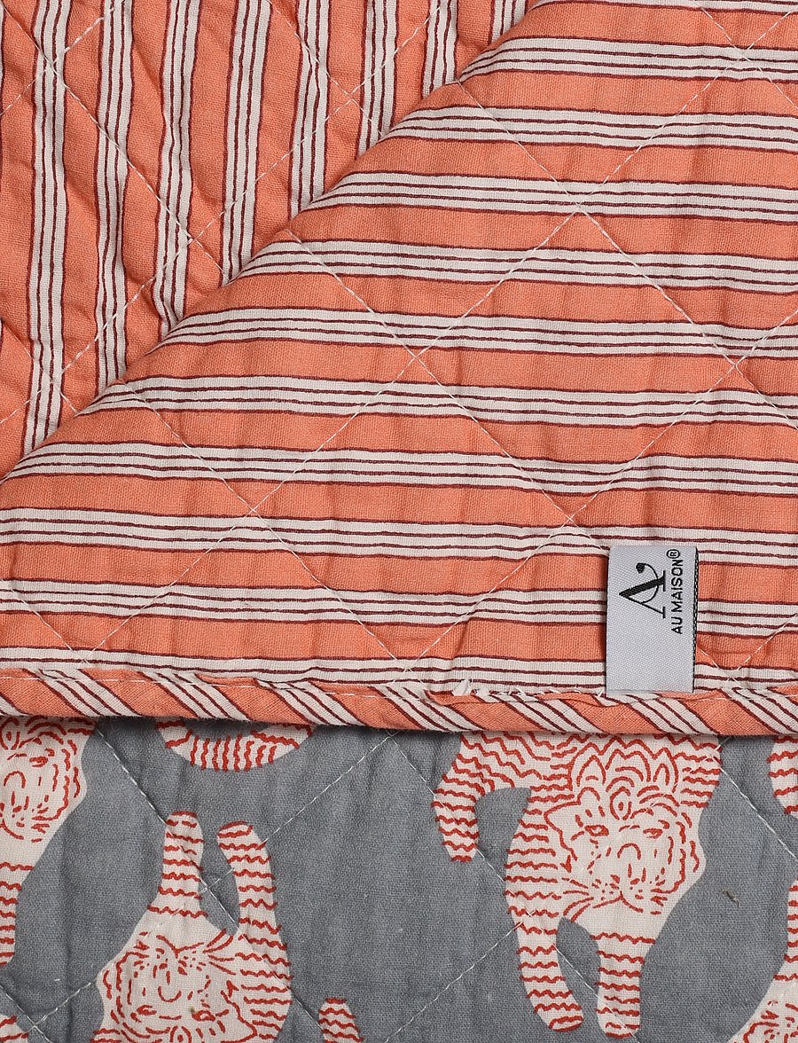 Au Maison - Quilt Ethnic, tiger-blue/pink, 140x180 cm - pleedid - blue/pink - 1