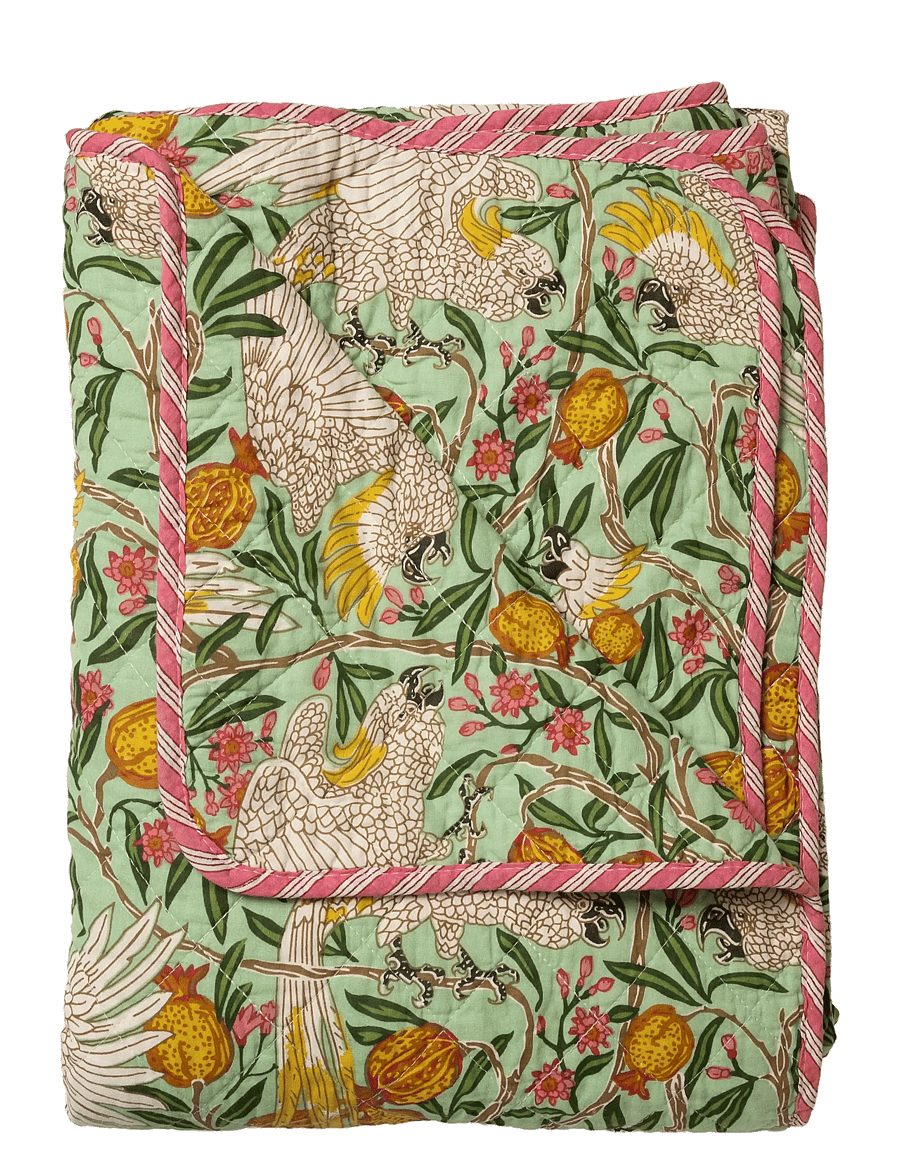 Au Maison - Quilt Ethnic, bird-mint, 140x220 cm - pleedid - mint - 0