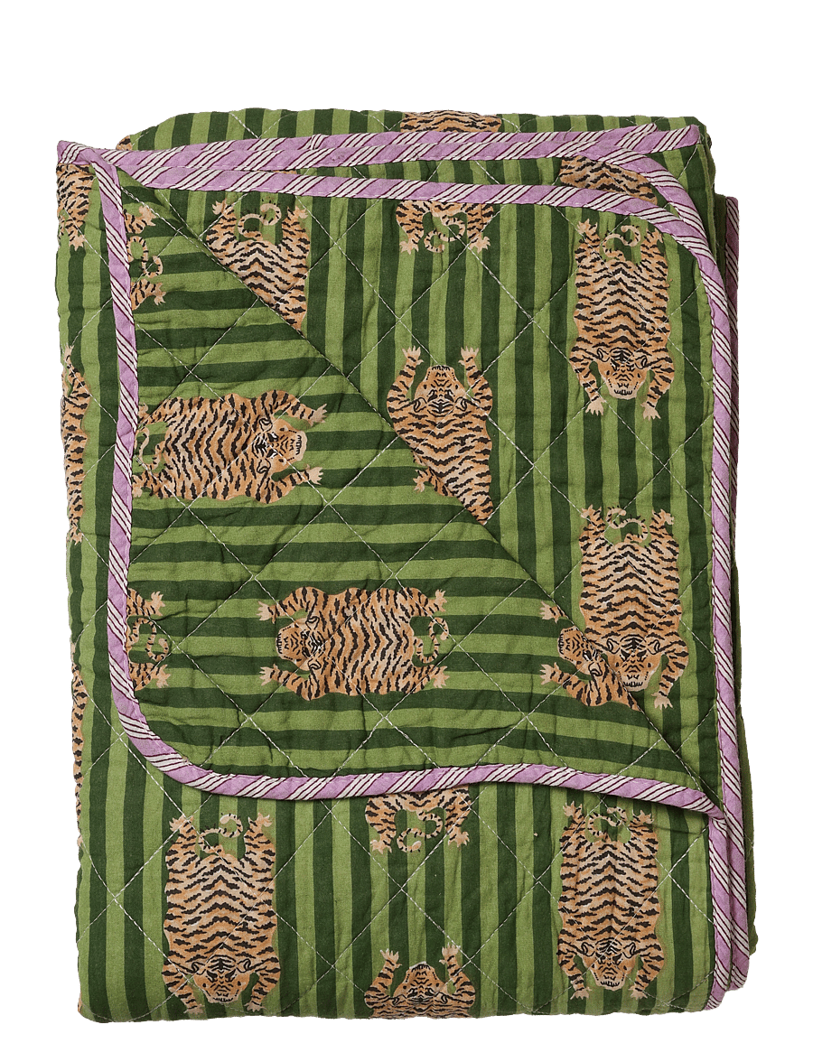 Au Maison - Quilt Ethnic, big tiger-green, 140x220 cm - pleedid - green - 0