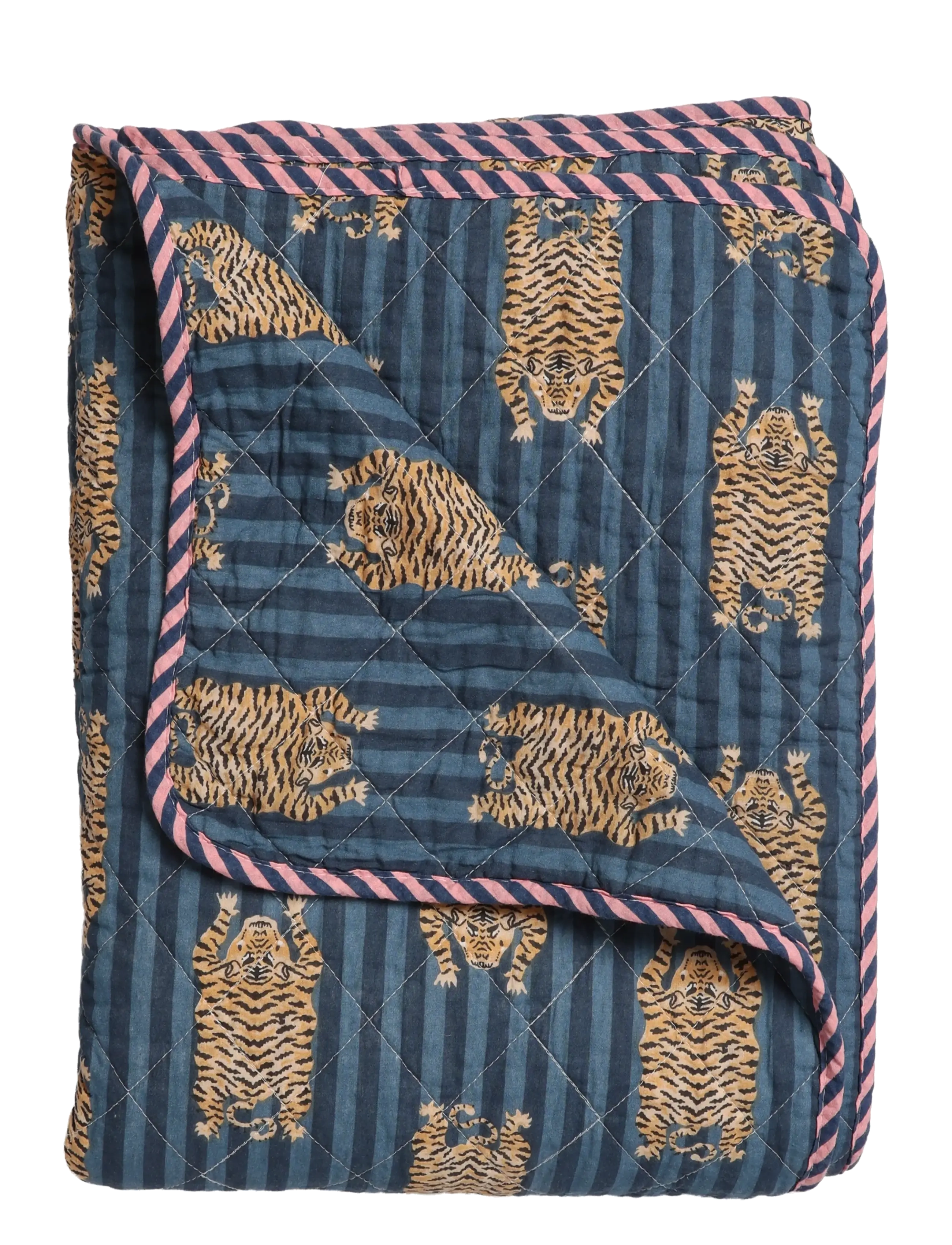 Au Maison Quilt Ethnic, stor tigerblå, 140 x 220 cm - Au Maison - BLUE / blue