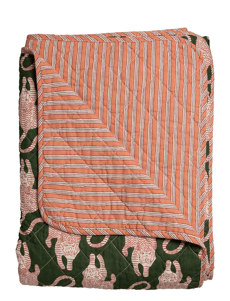 Au Maison - Quilt Ethnic, tiger-green/pink, 140x220 cm - pleedid - green/pink - 0