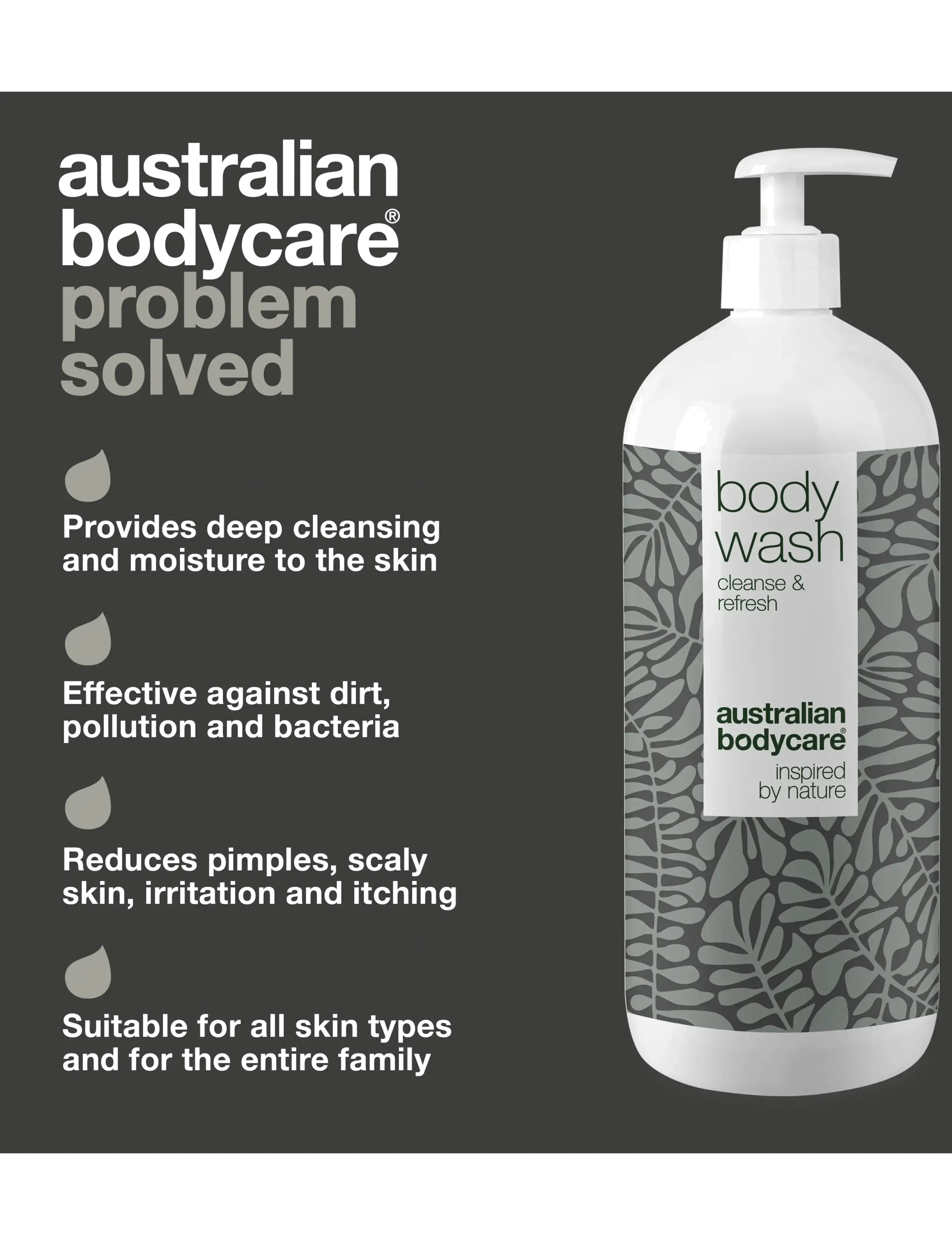 Australian Bodycare - Body Wash with Tea Tree Oil for clean skin -  1000 ml - shower gel & bruseolier - no color - 2
