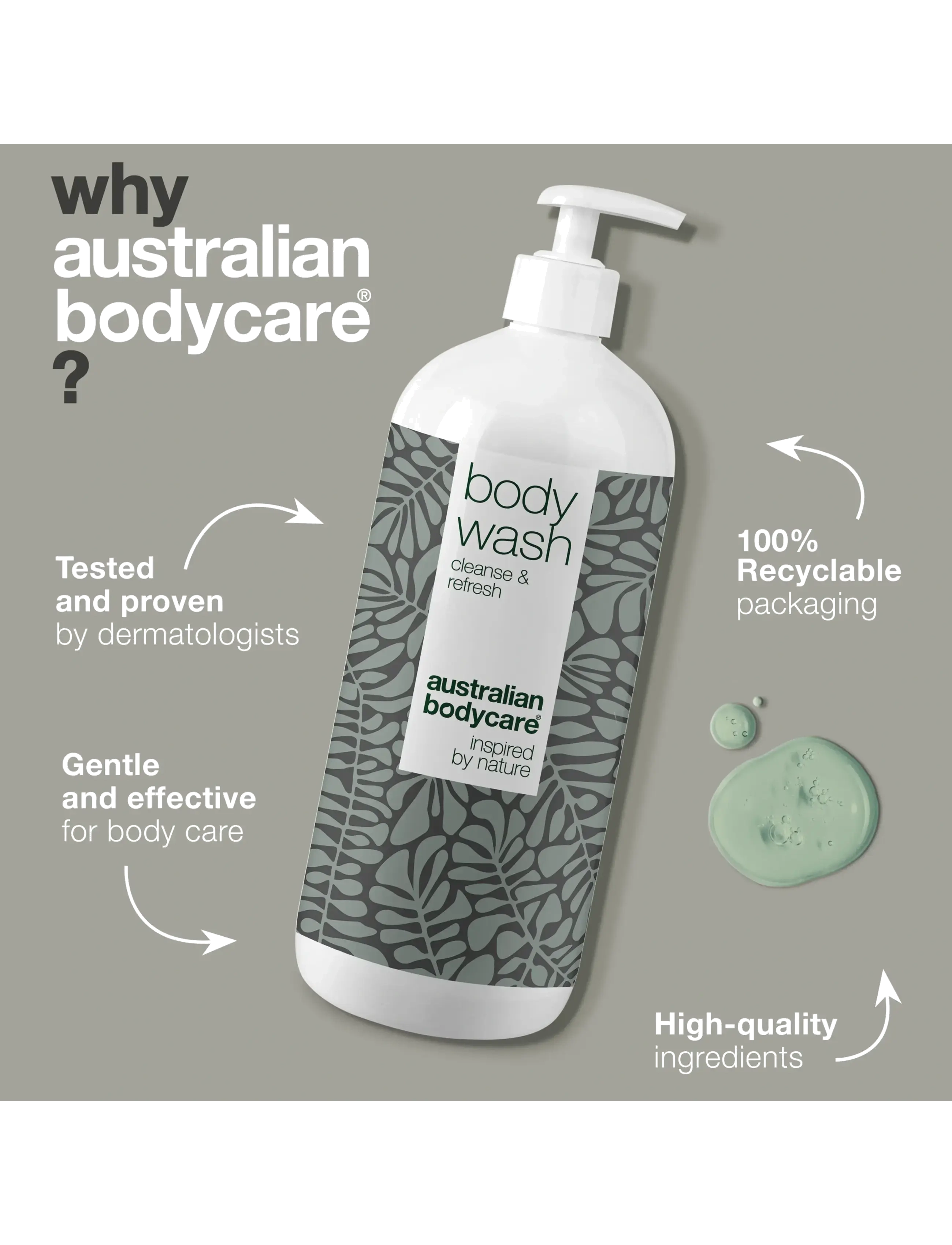 Australian Bodycare - Body Wash with Tea Tree Oil for clean skin -  1000 ml - shower gel & bruseolier - no color - 3