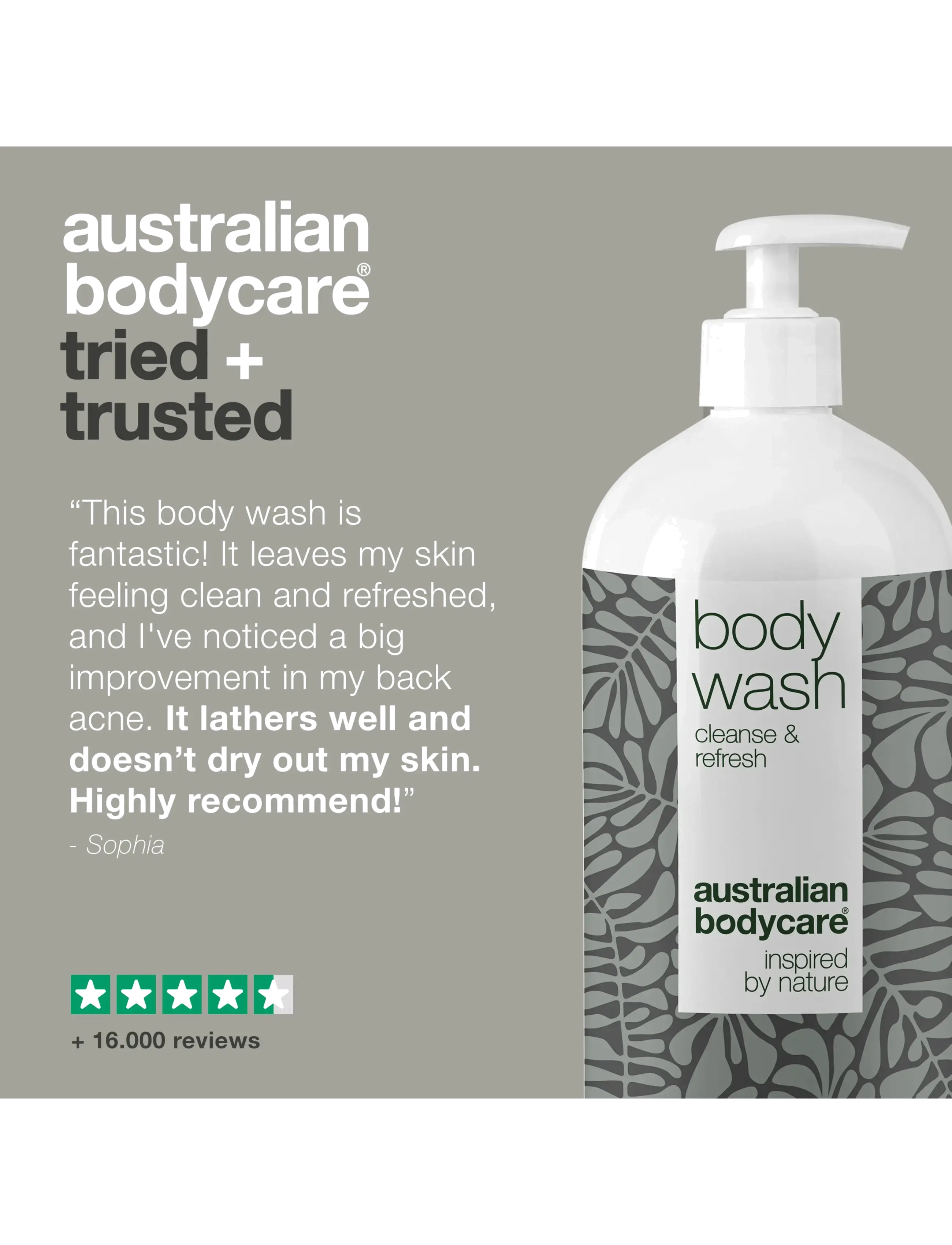 Australian Bodycare - Body Wash with Tea Tree Oil for clean skin -  1000 ml - shower gel & bruseolier - no color - 4