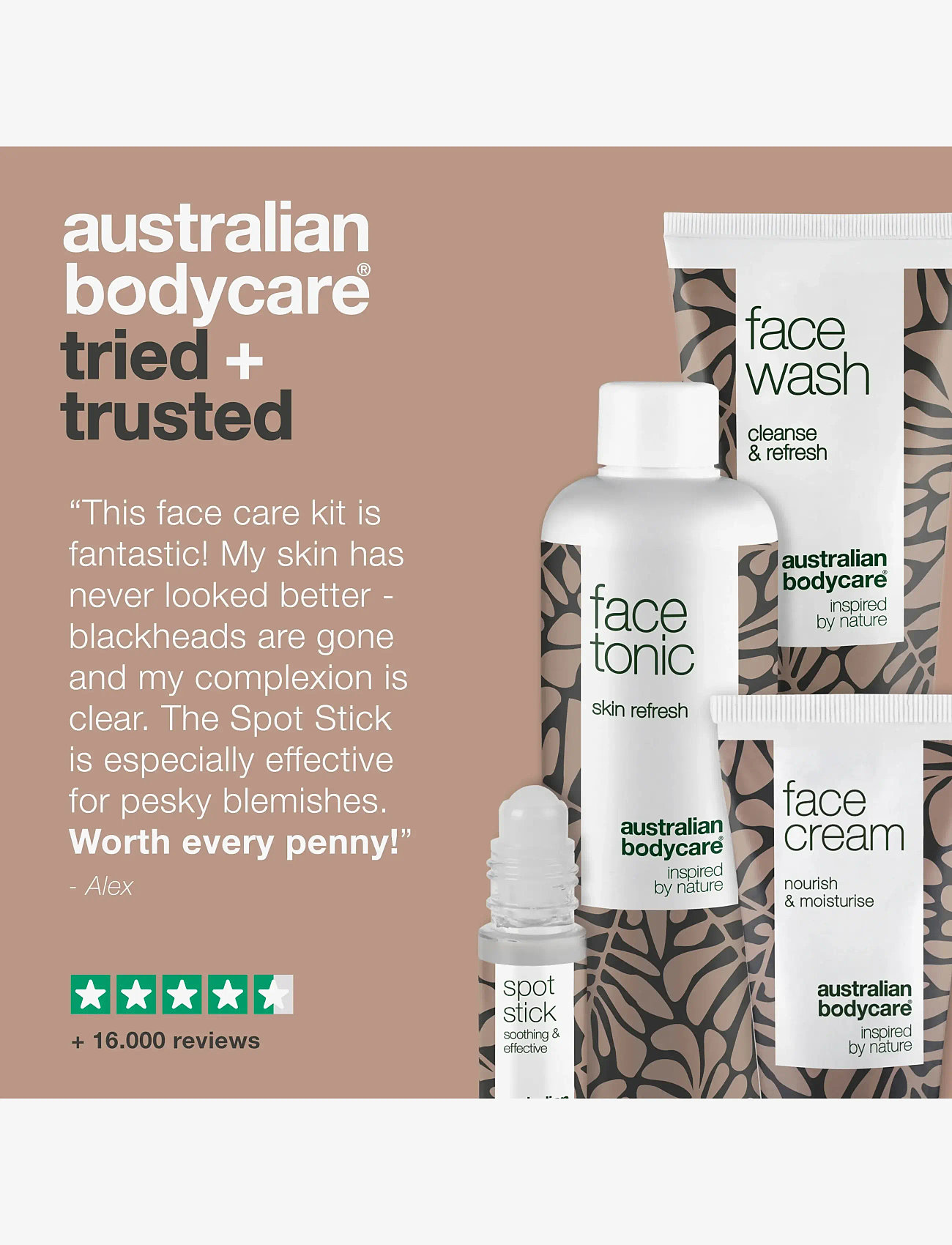 Australian Bodycare - 4 Step Face Care - complete kit for blemishes & pimples - 4 pcs - mellem 200-500 kr - no color - 5