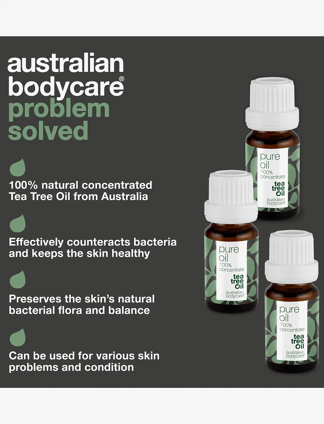 Australian Bodycare - 3x Tea Tree Oil – 100% concentrate - punktbehandlare - no color - 3