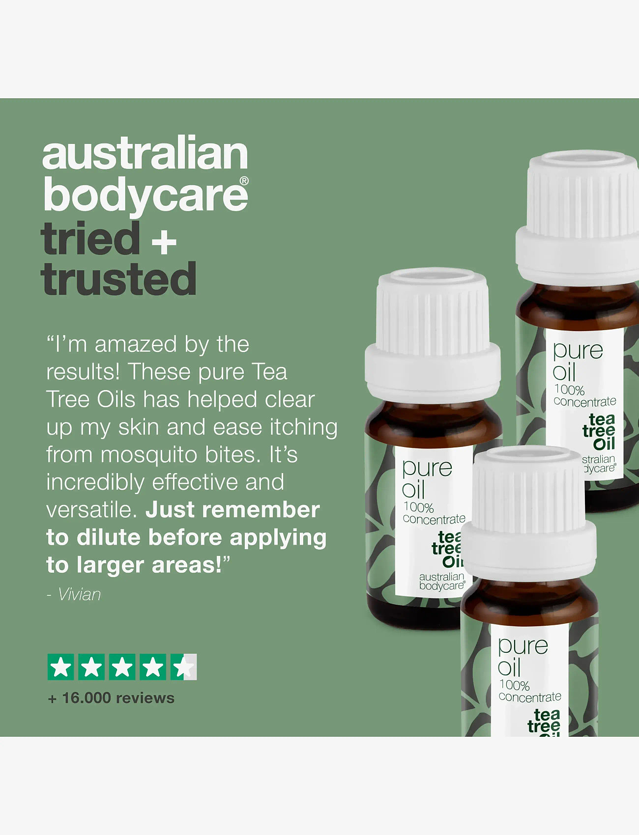 Australian Bodycare - 3x Tea Tree Oil – 100% concentrate - punktbehandlare - no color - 5