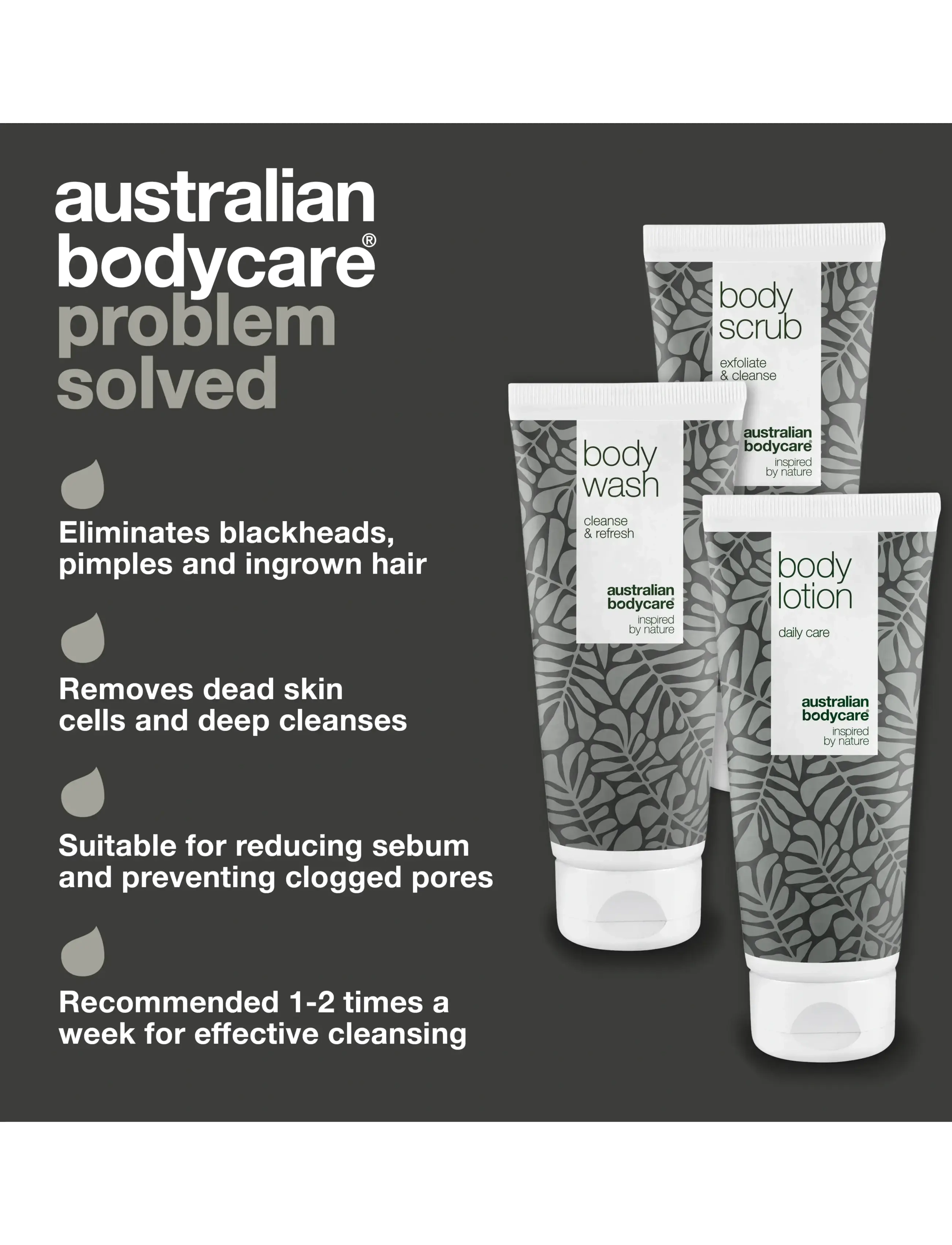 Australian Bodycare - 3 Body Products - for body exfoliation - 3 pcs. - skrub & exfoliering - krop - no color - 3