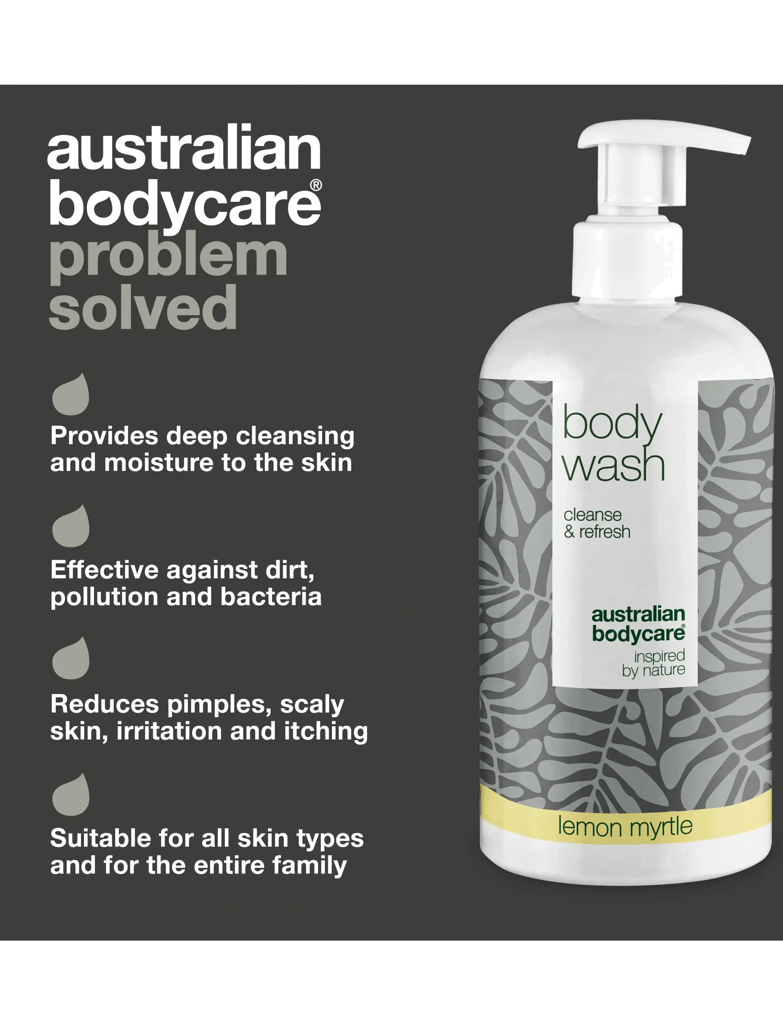 Australian Bodycare - Body Wash for clean skin -  Lemon Myrtle -  500 ml - shower gel & bruseolier - no color - 3