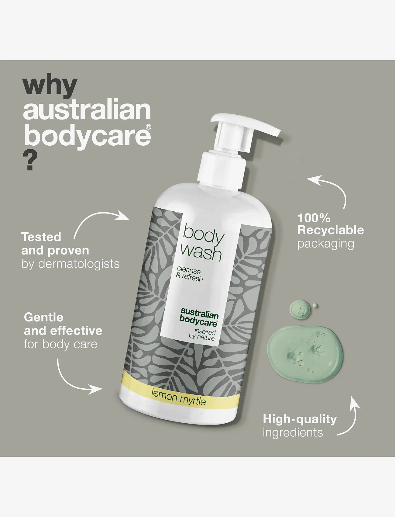Australian Bodycare - Body Wash for clean skin -  Lemon Myrtle -  500 ml - shower gel & bruseolier - no color - 4