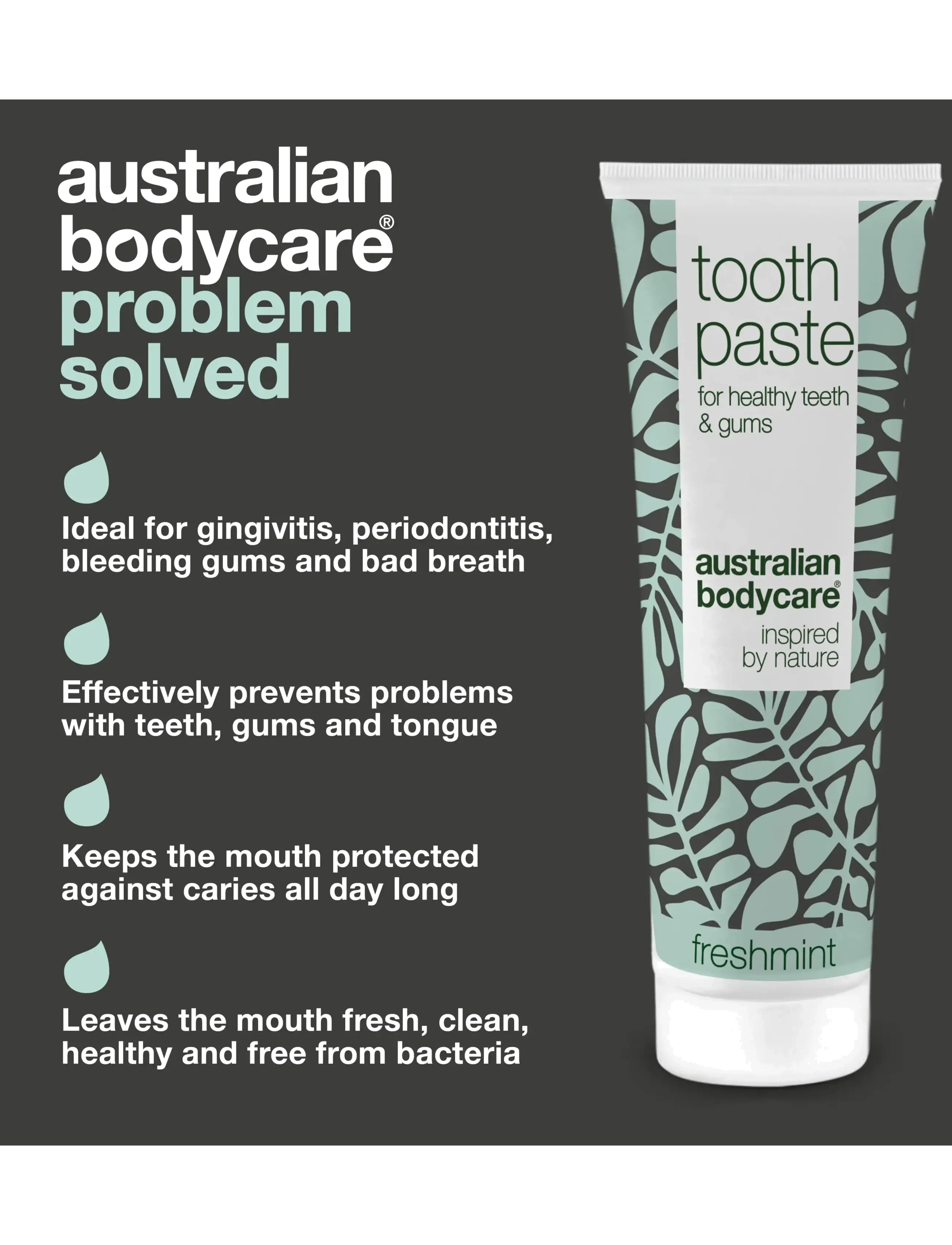 Australian Bodycare - Tooth Paste Fresh Mint - for healthy teeth - 75 ml - tandpasta - no color - 3
