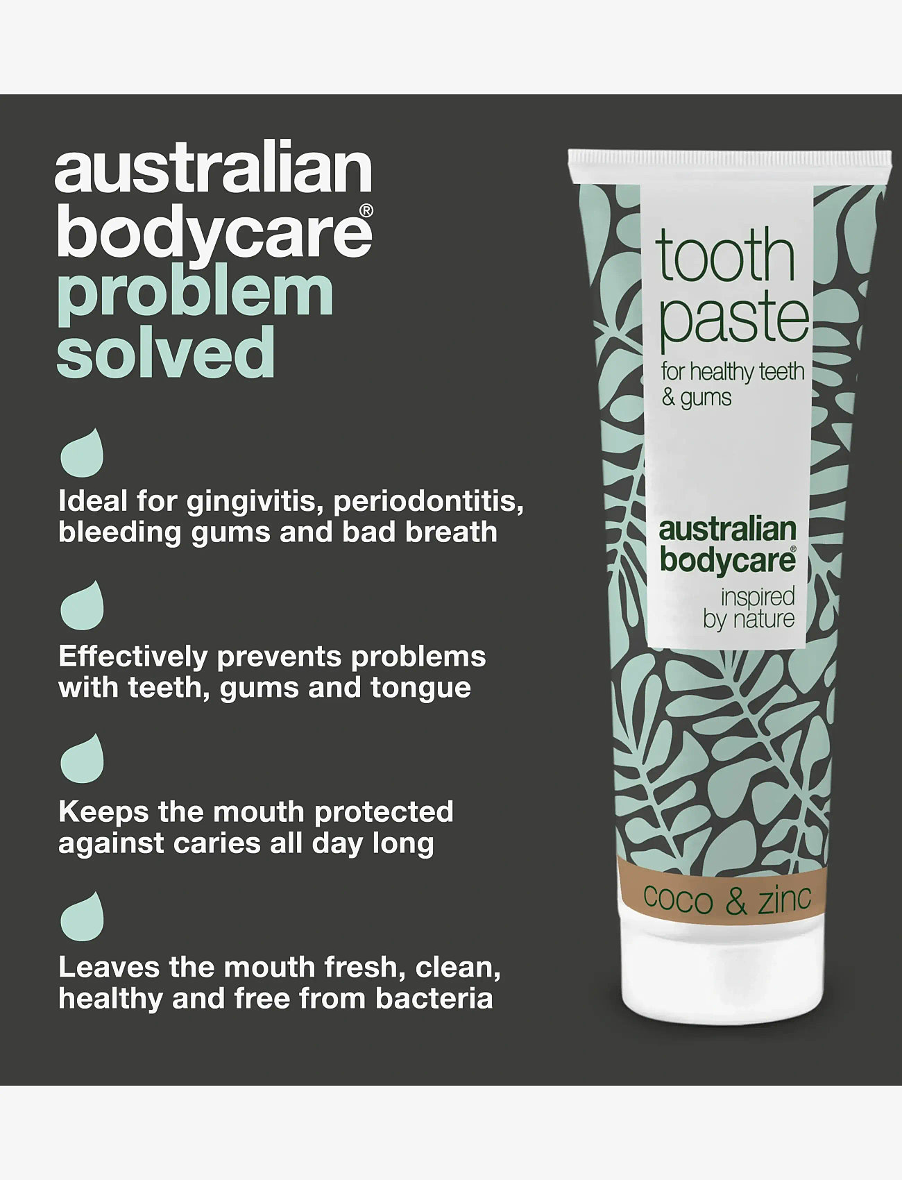 Australian Bodycare - Tooth Paste Coco & Zinc - for healthy teeth - 75 ml - zobu pastas - white - 3
