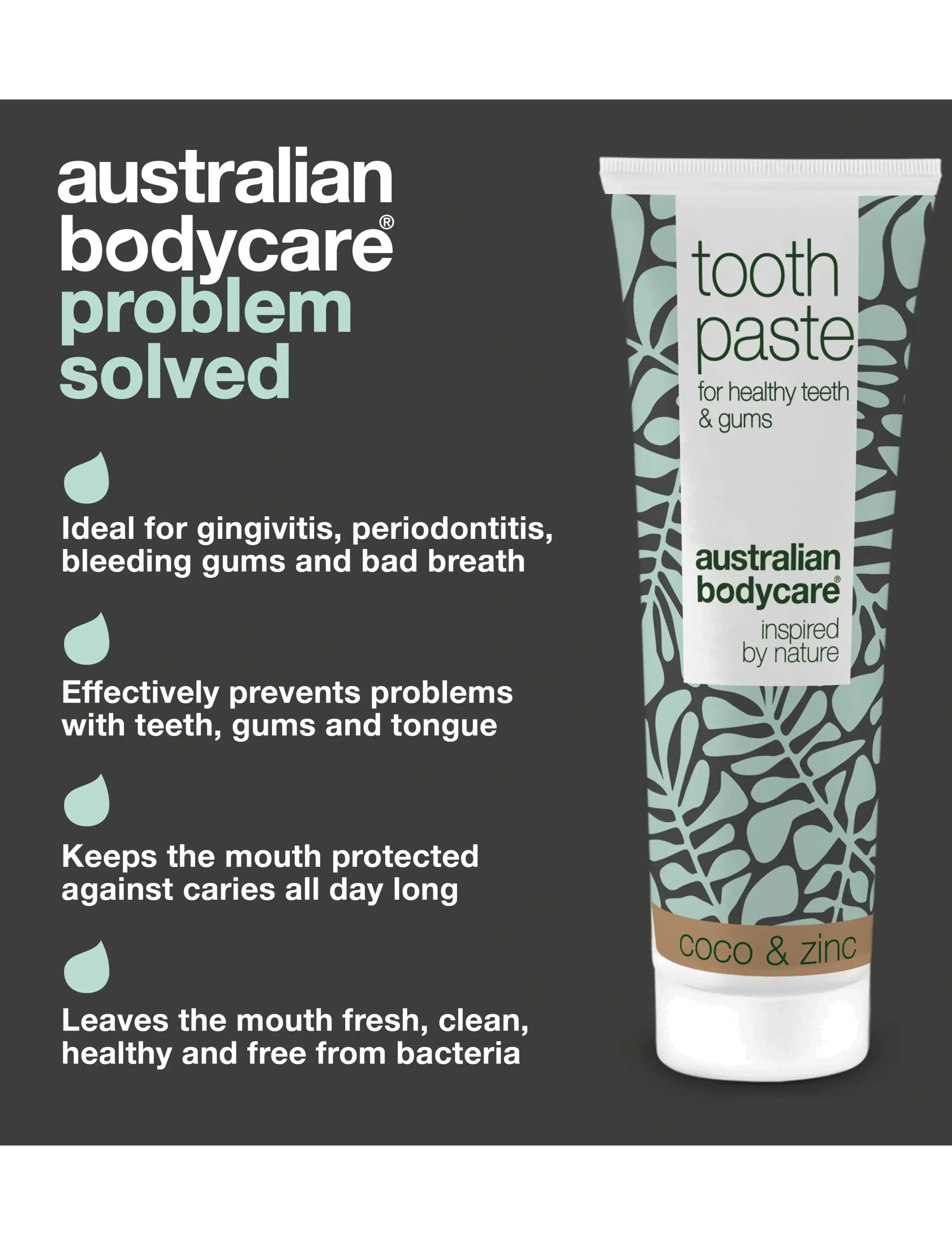 Australian Bodycare - Tooth Paste Coco & Zinc - for healthy teeth - 75 ml - tandpasta - white - 3