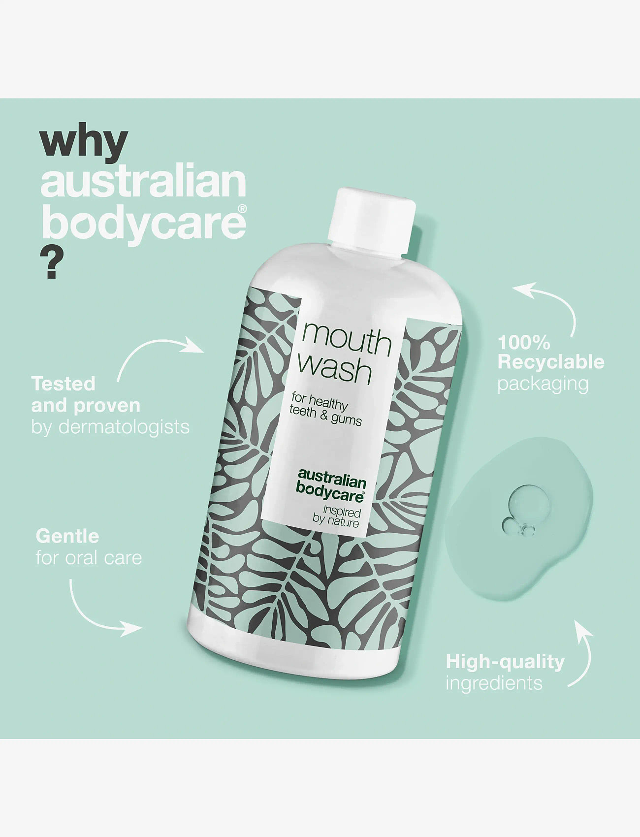 Australian Bodycare - Mouth Wash  - for good oral hygiene - 500 ml - munskölj - no color - 4