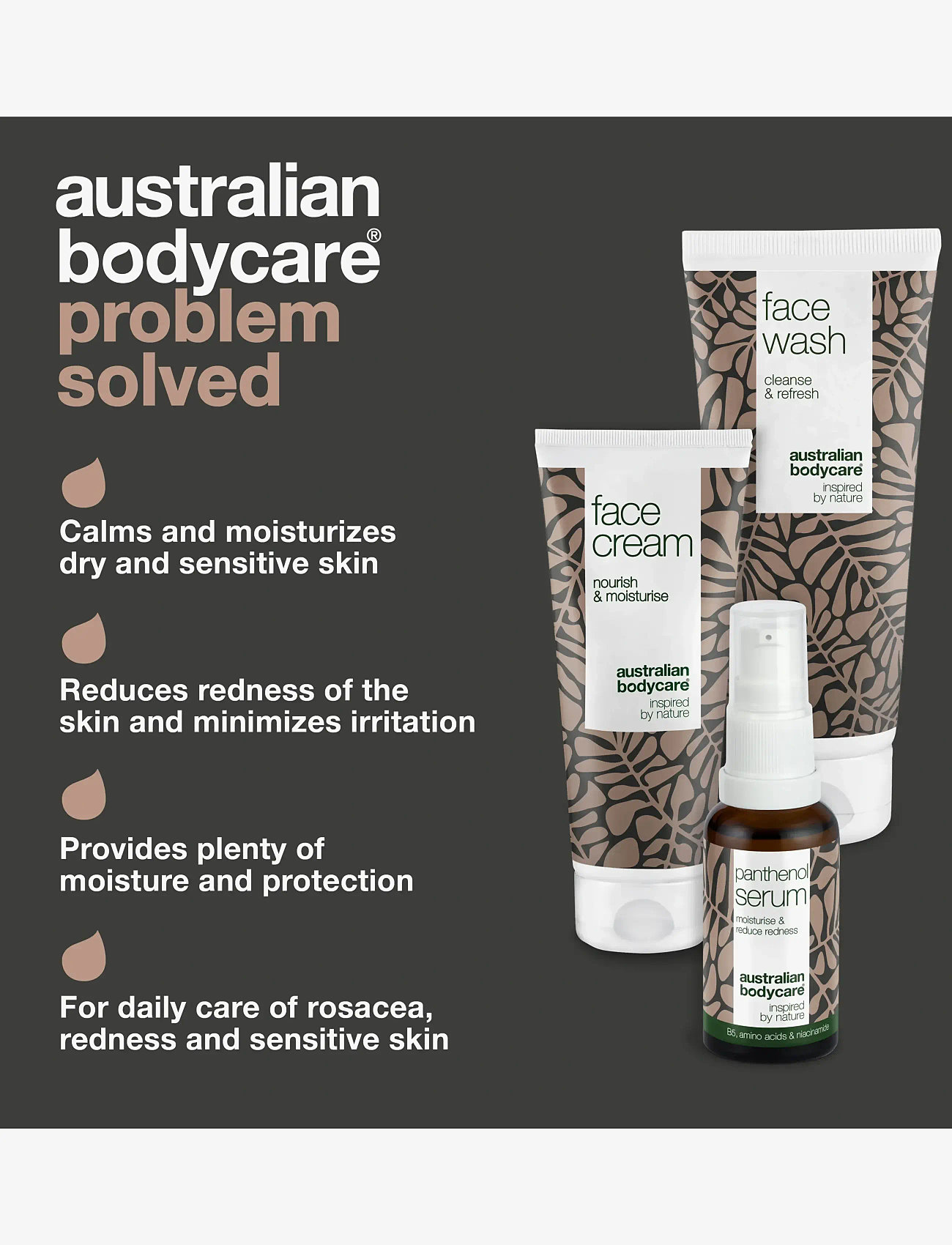 Australian Bodycare - Redness relief kit - gentle & soothing face care - til ham - tea tree oil - 2