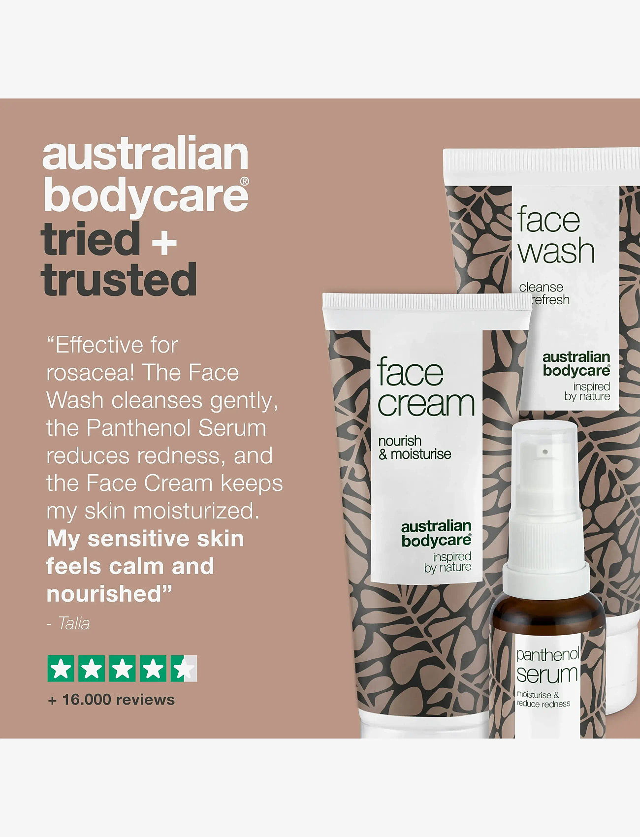 Australian Bodycare - Redness relief kit - gentle & soothing face care - til ham - tea tree oil - 4
