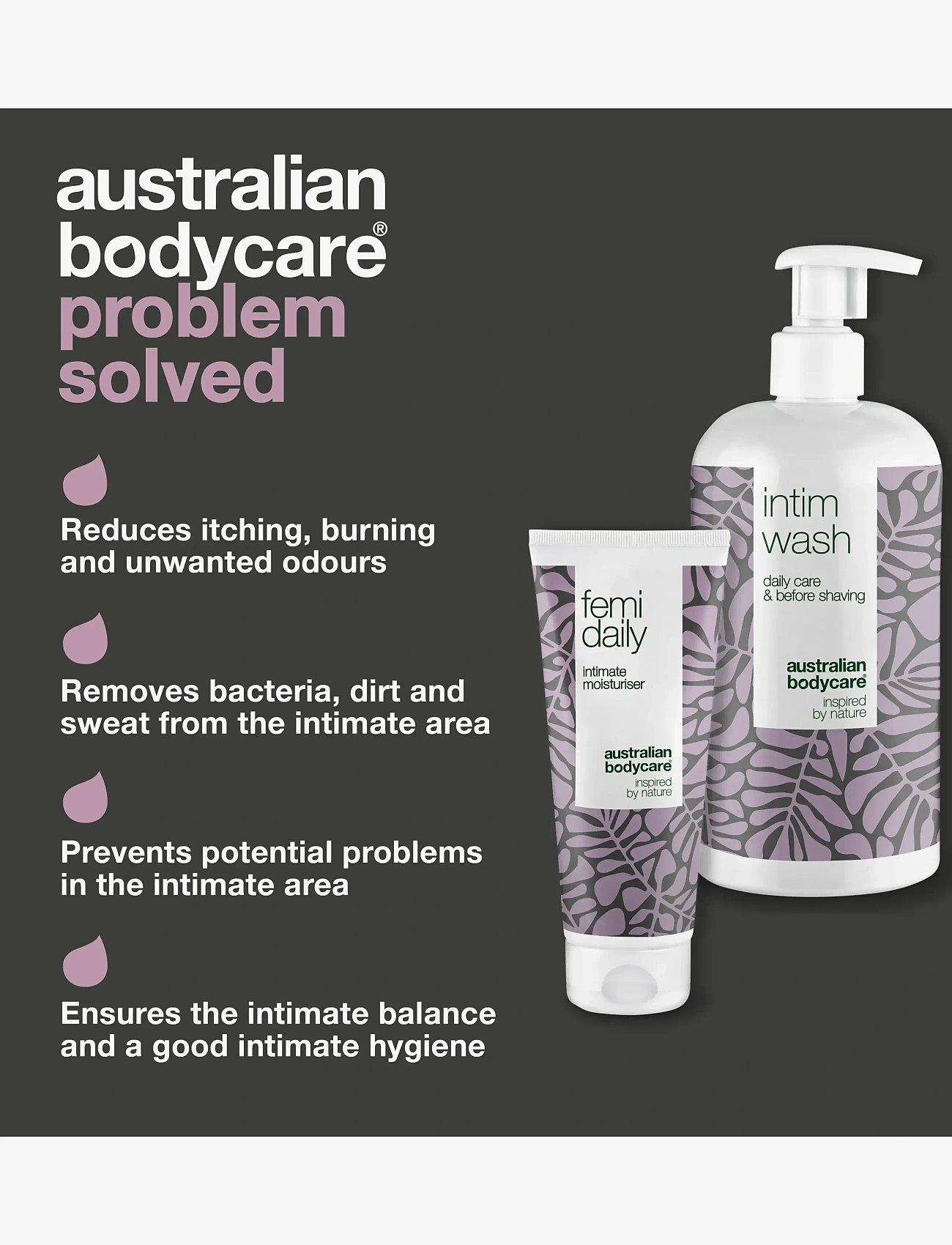 Australian Bodycare - 2 products for daily intimate care - intymios higienos priemonės - tea tree oil - 2