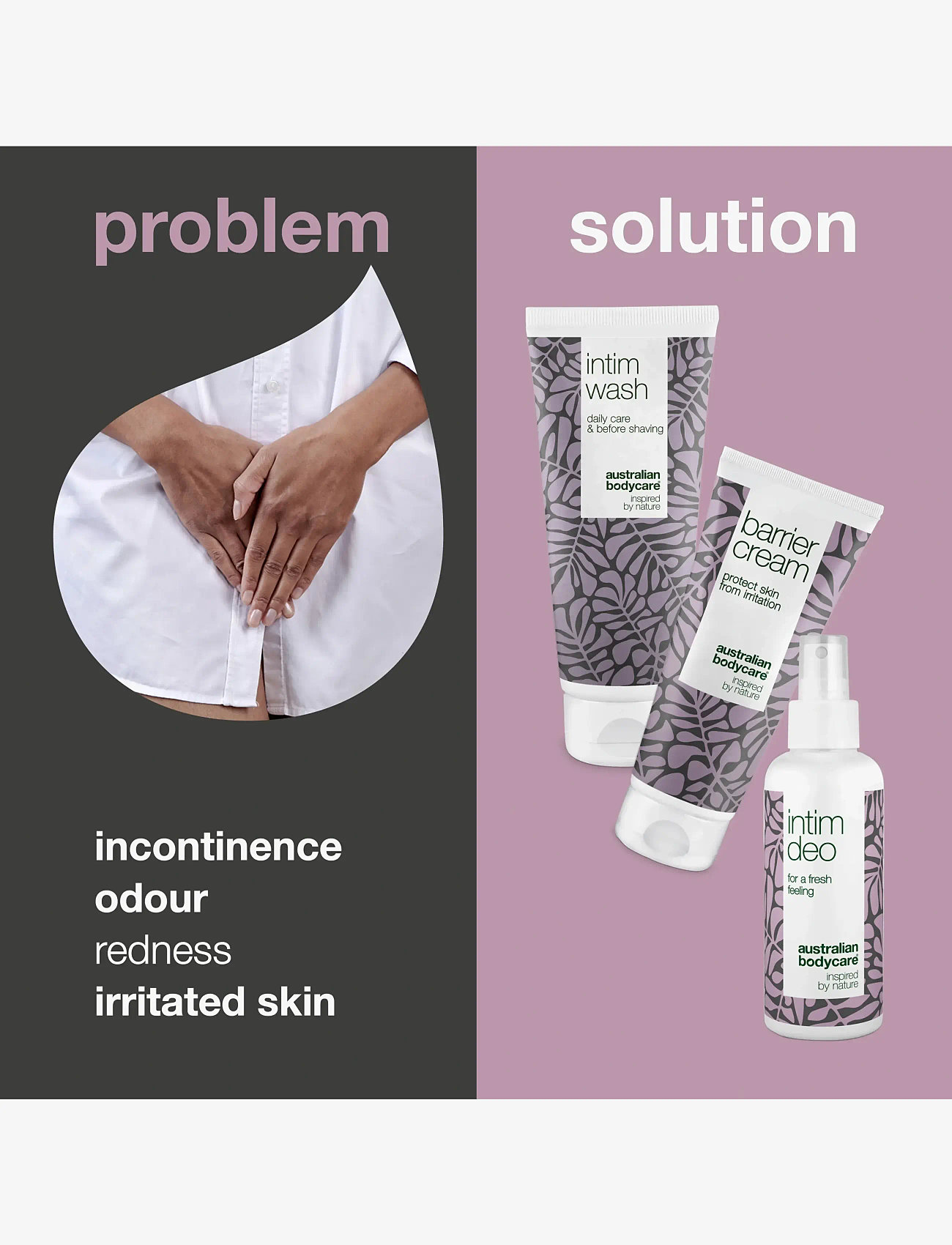 Australian Bodycare - 3 products - daily care of incontinence - tea tree oil - 1