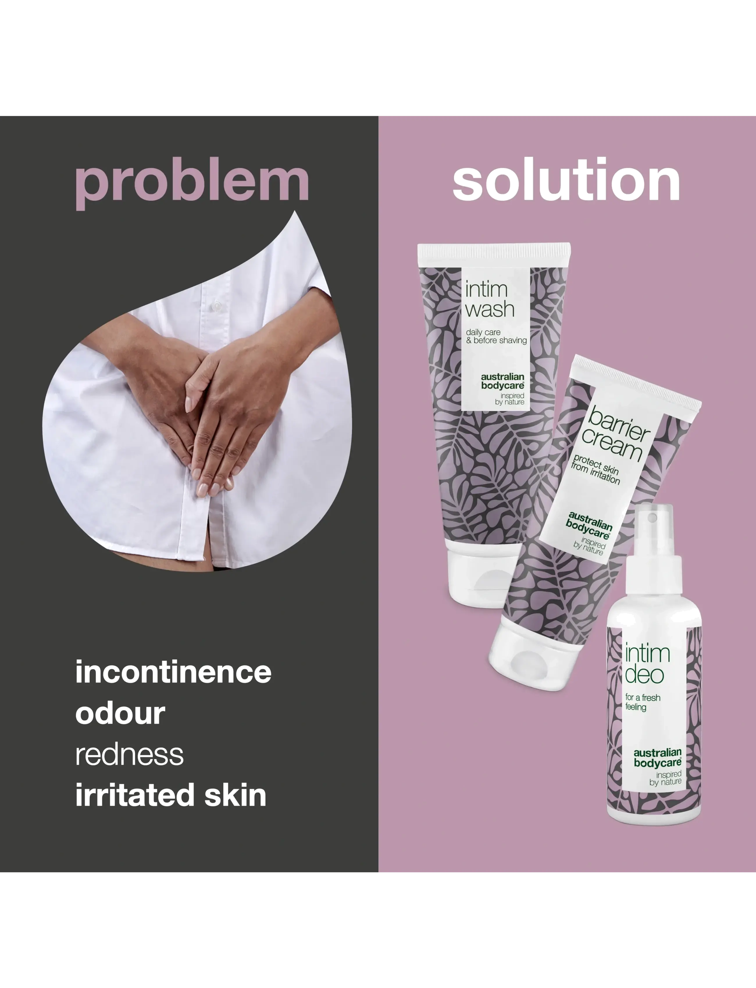 Australian Bodycare - 3 products - daily care of incontinence - intymios higienos priemonės - tea tree oil - 1