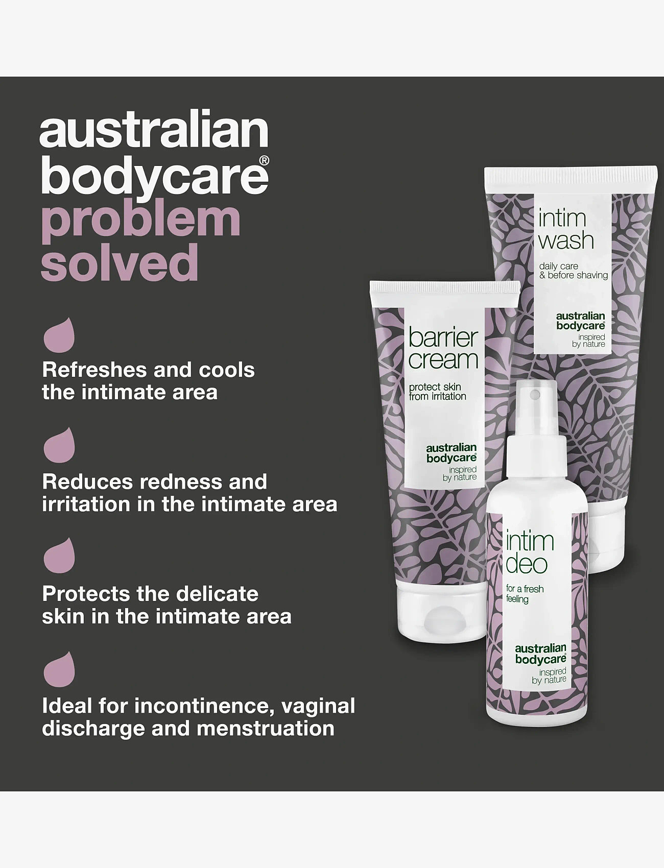 Australian Bodycare - 3 products - daily care of incontinence - tea tree oil - 2