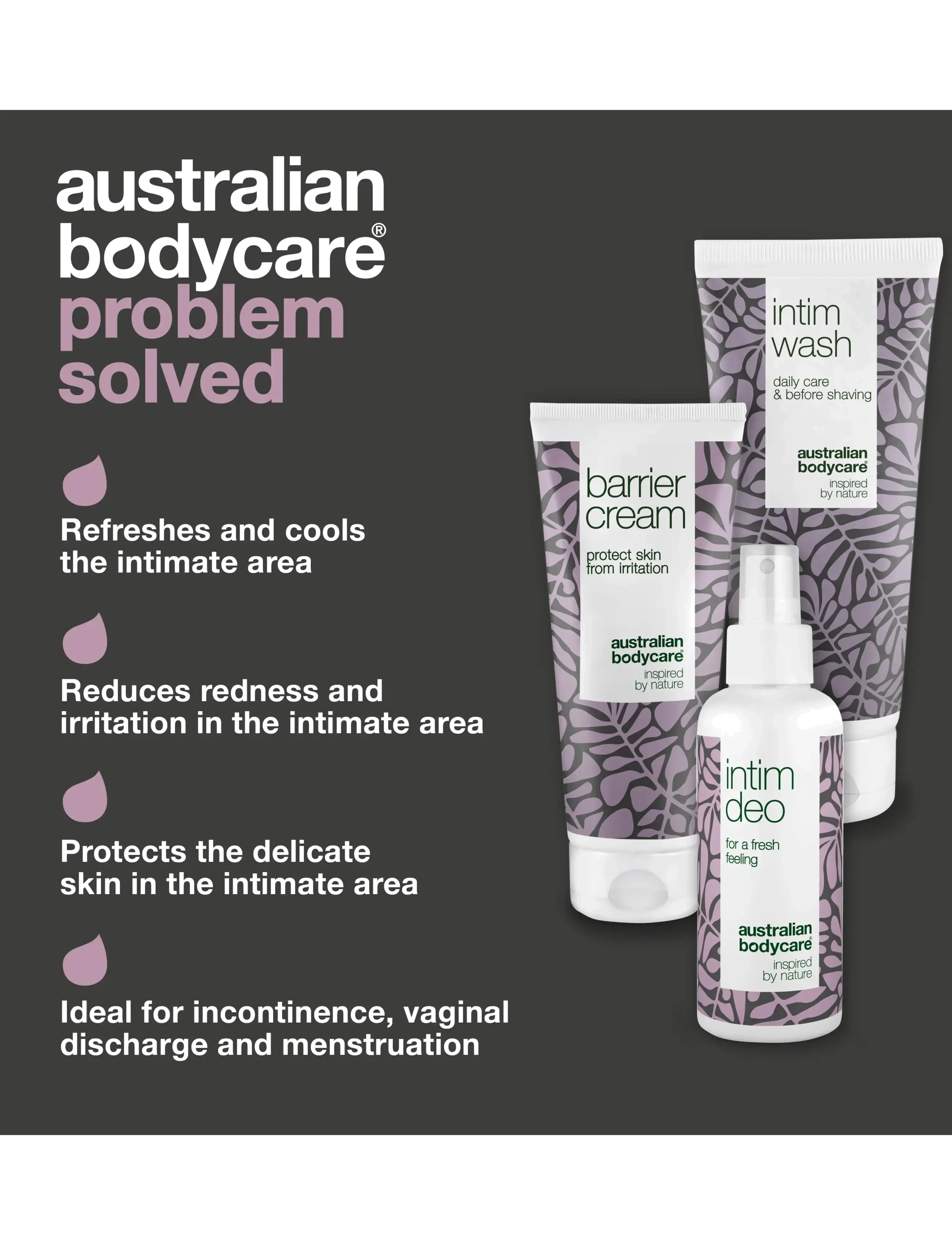 Australian Bodycare - 3 products - daily care of incontinence - intymios higienos priemonės - tea tree oil - 2