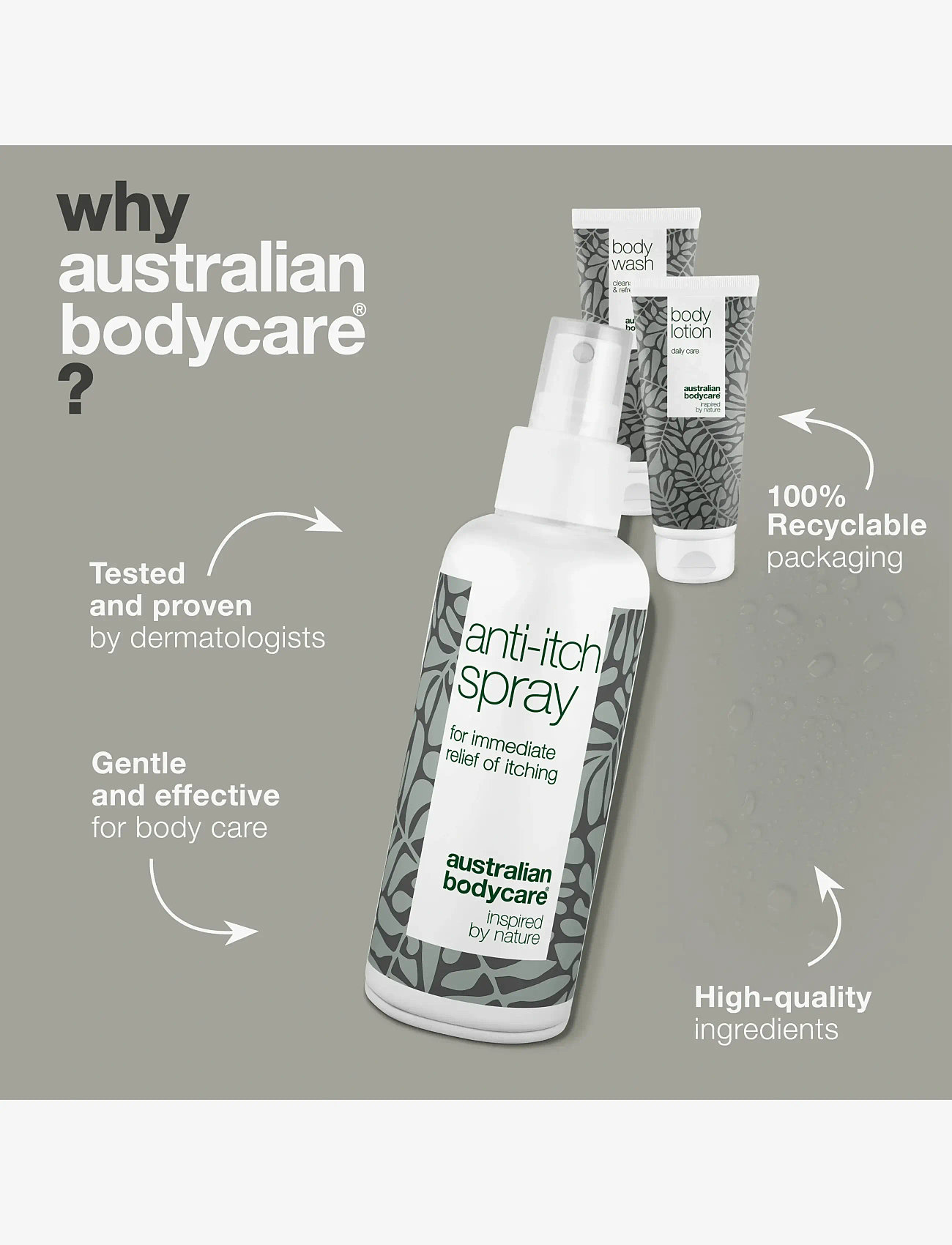Australian Bodycare - 3 products for itchy skin - til ham - tea tree oil - 3