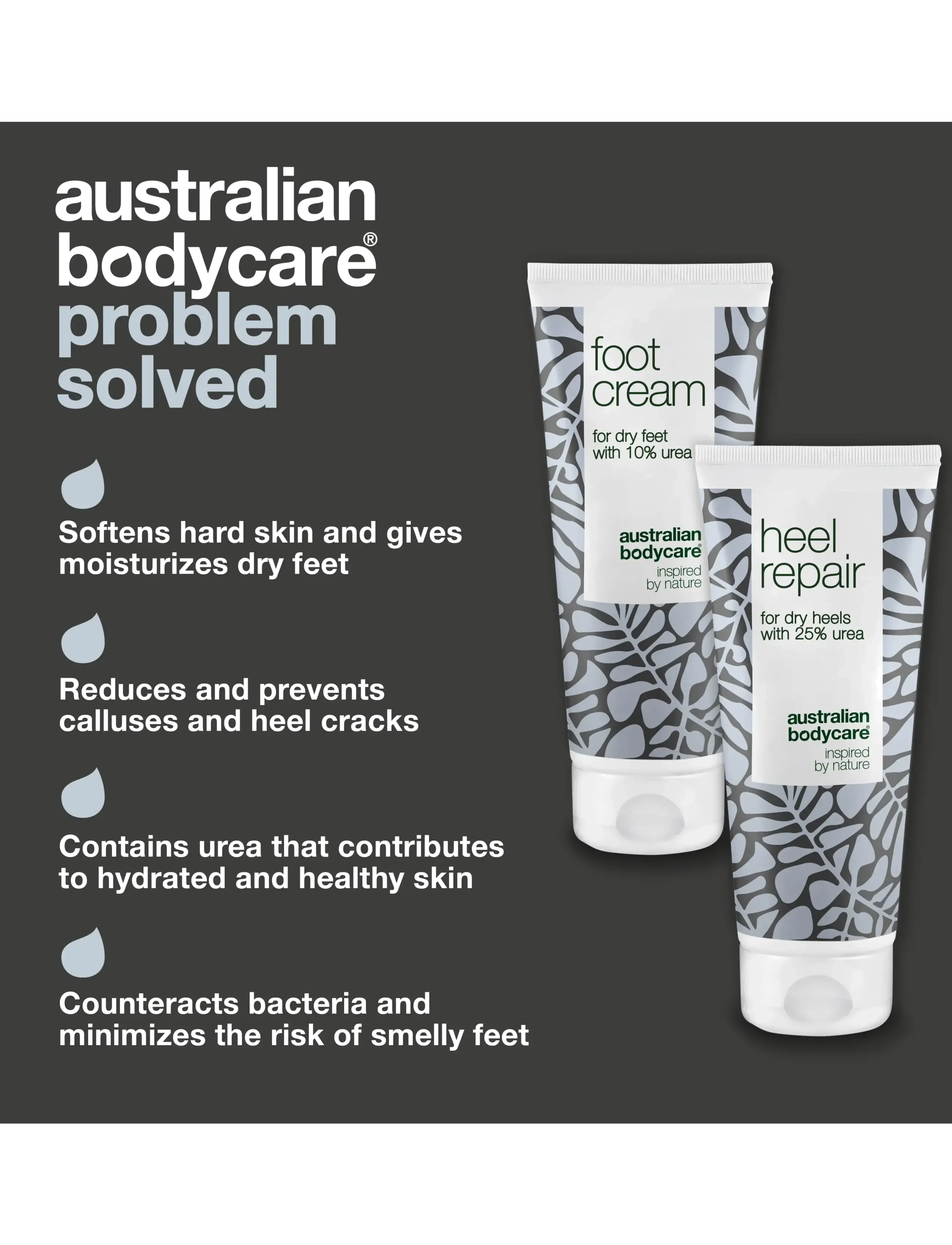 Australian Bodycare - Foot care duo - for dry feet & cracked heels - håndcremer & fodcremer - tea tree oil - 2