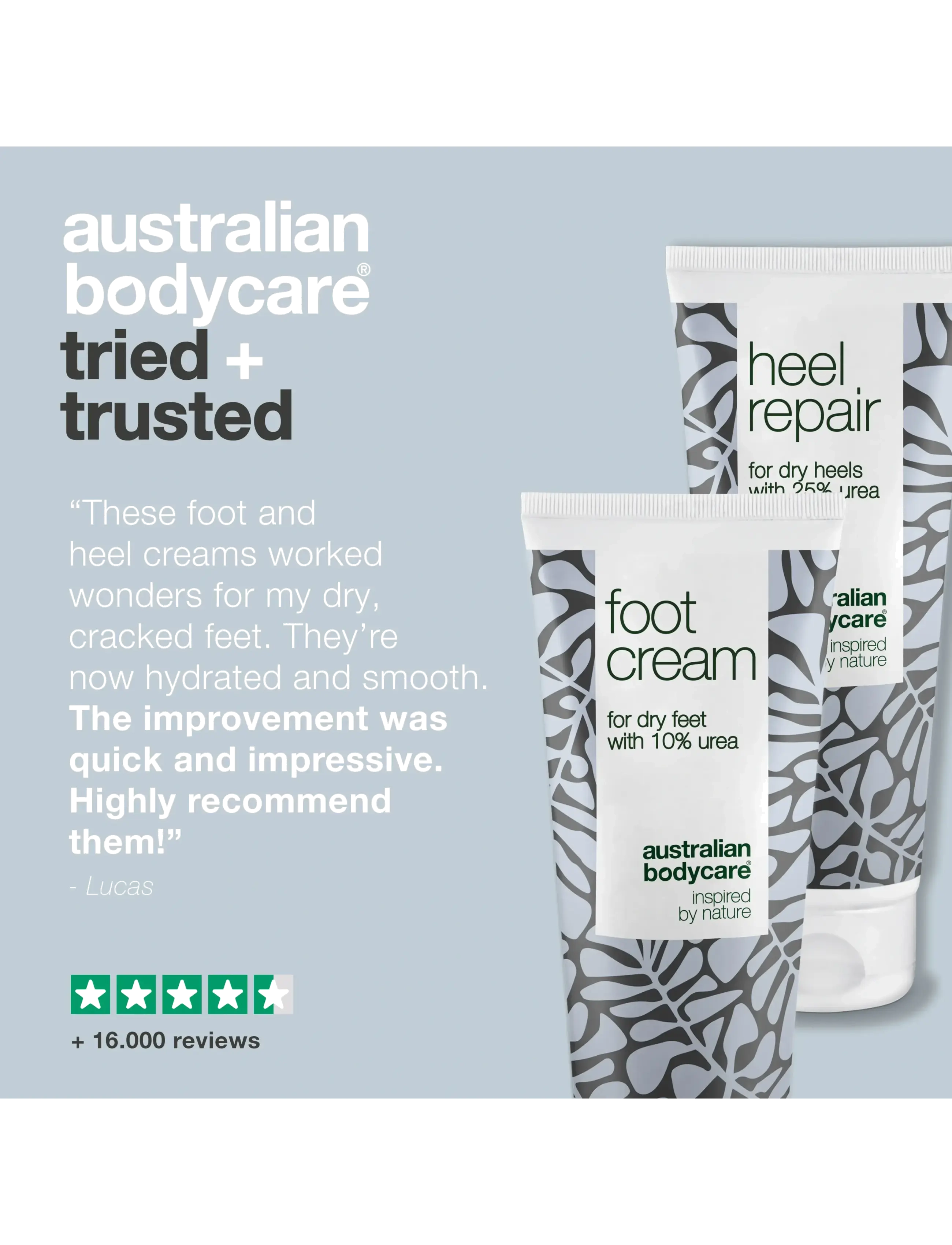 Australian Bodycare - Foot care duo - for dry feet & cracked heels - håndcremer & fodcremer - tea tree oil - 4