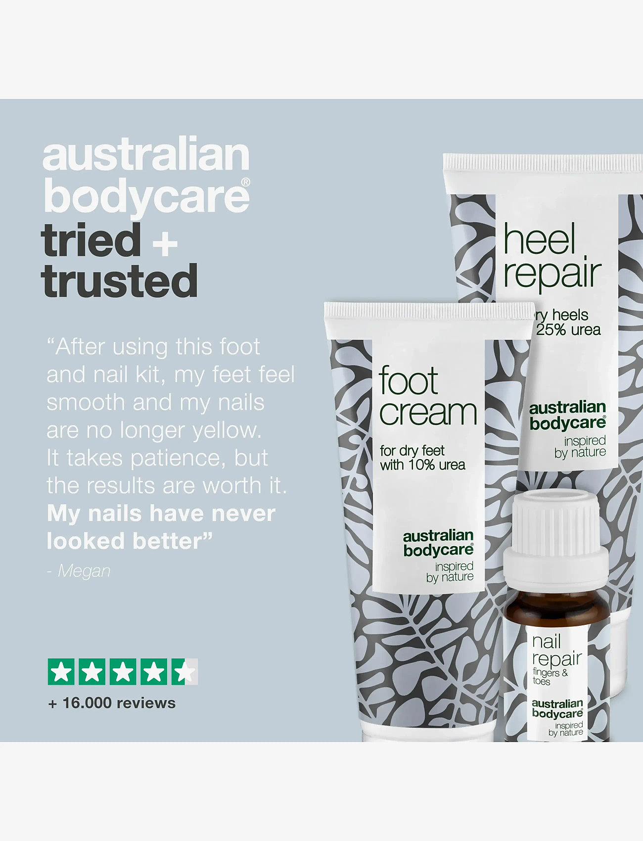 Australian Bodycare - Feet & nails kit - 3 step foot care - rankų kremas - tea tree oil - 4