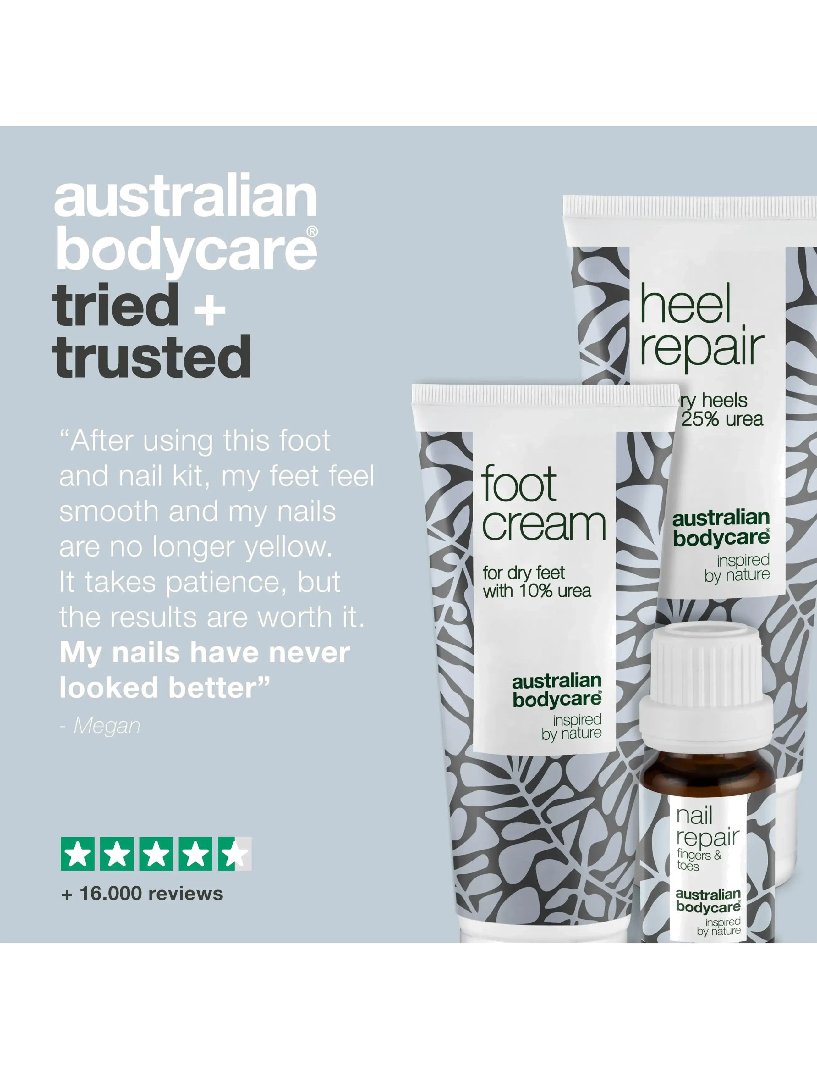 Australian Bodycare - Feet & nails kit - 3 step foot care - kätekreem - tea tree oil - 4
