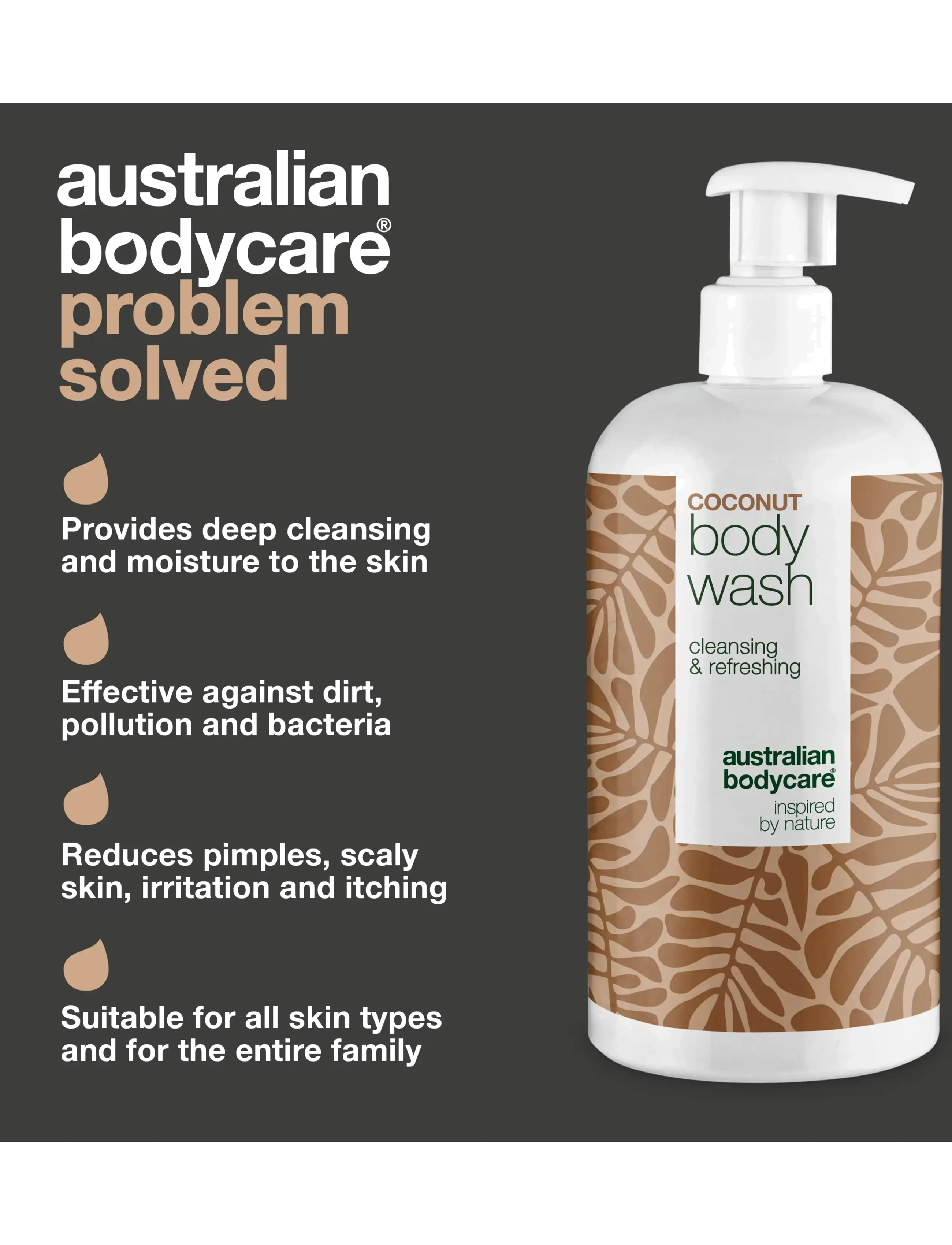 Australian Bodycare - Coconut Body wash - 500 ml - sturtugel og olíur - clear - 3