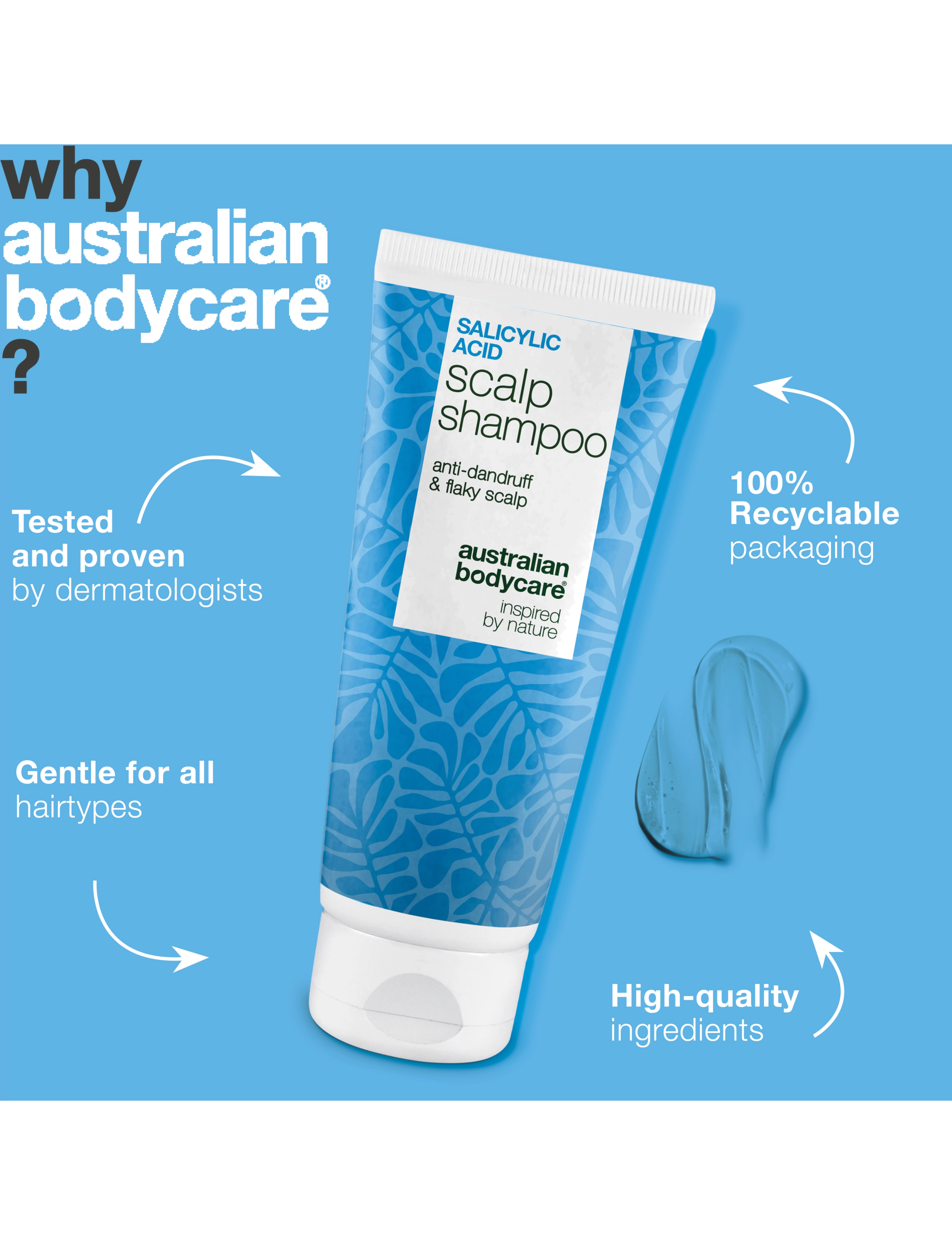 Australian Bodycare - Salicylic acid scalp shampoo - 200 ml - scalp treatment - clear - 3