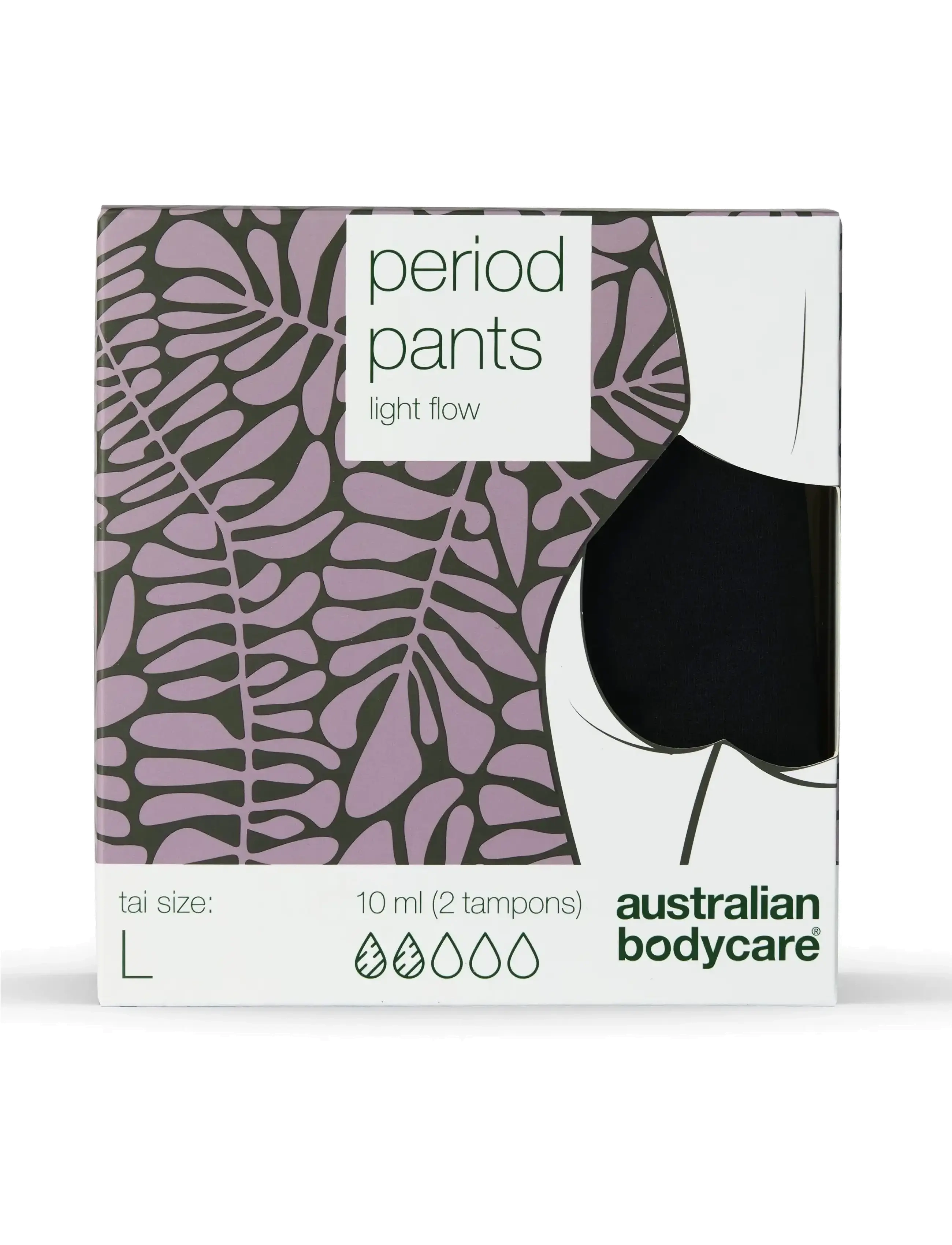 Australian Bodycare Period Pants Midi Light Flow, Kvinder, Menstruationstrusser, Sort, Str: L
