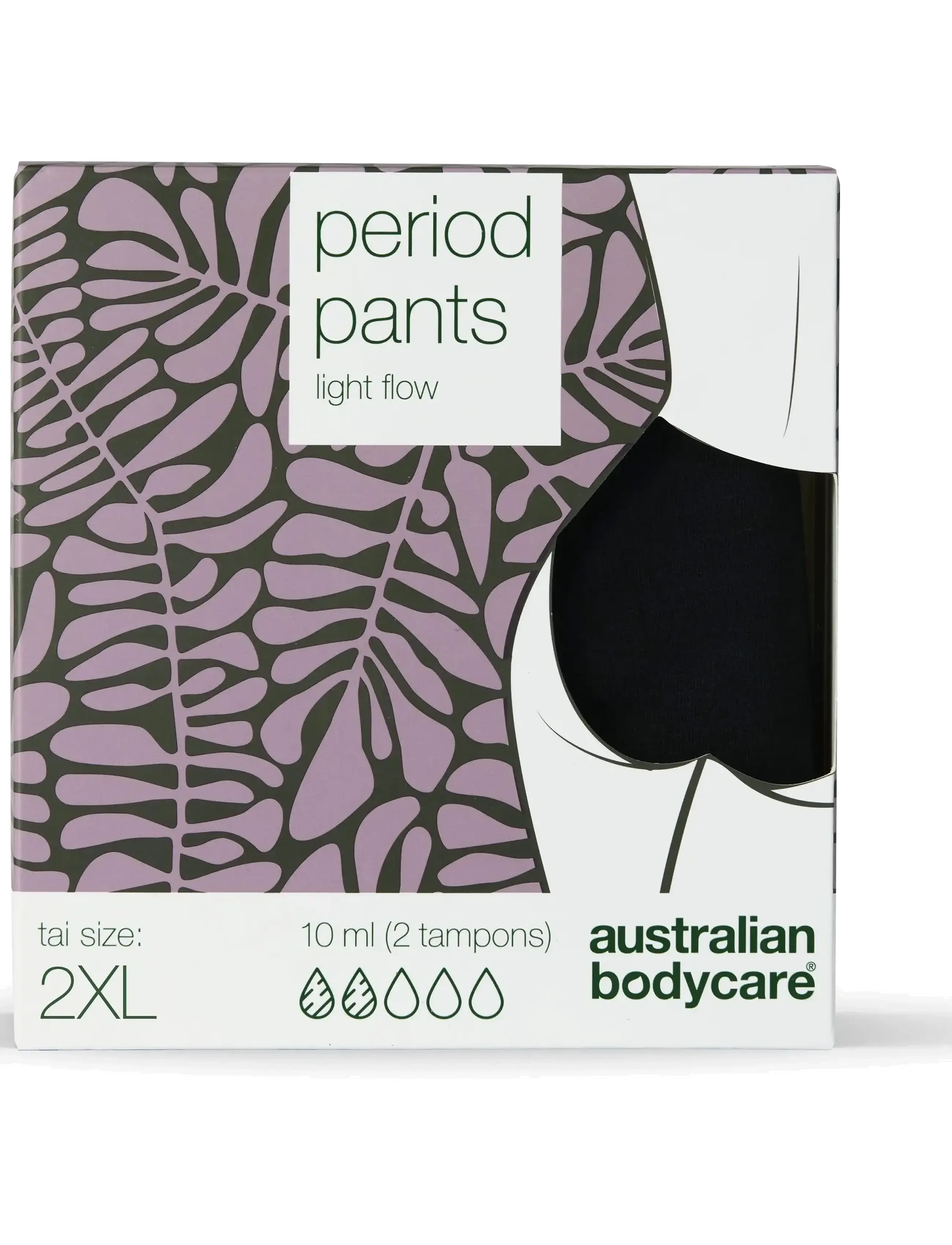 Australian Bodycare Period Pants Midi Light Flow, XXL, Black, Trusser > Periodiske Trusser, Dame