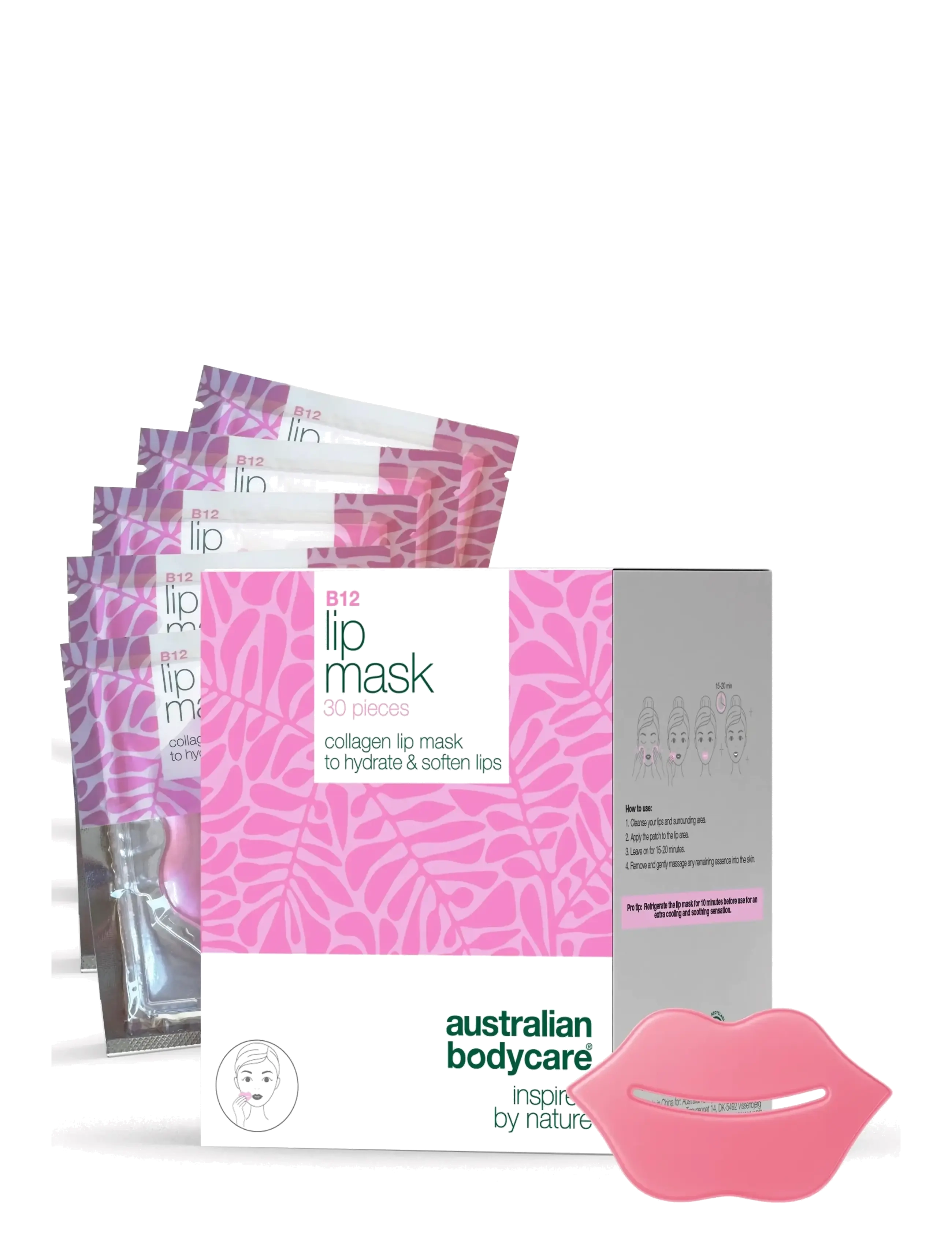 Australian Bodycare B12 Lip Mask 30 Pcs, Læbemaske, Nude, Str: 30 PCS