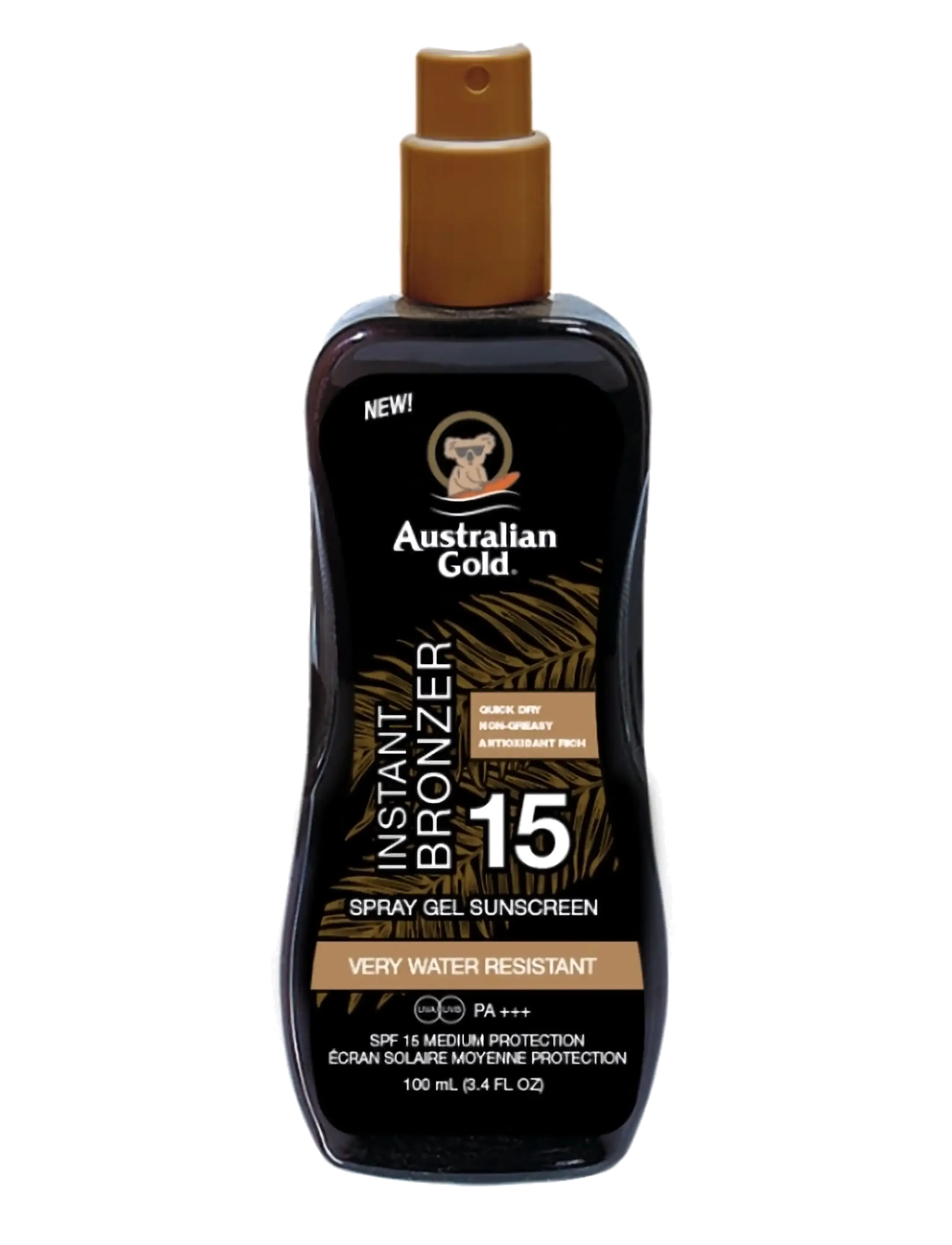 Australian Gold Instant Bronzer Spraygel Travel Size Spf 15, 100 ml, Nude, Solpleje > Krop, Dame