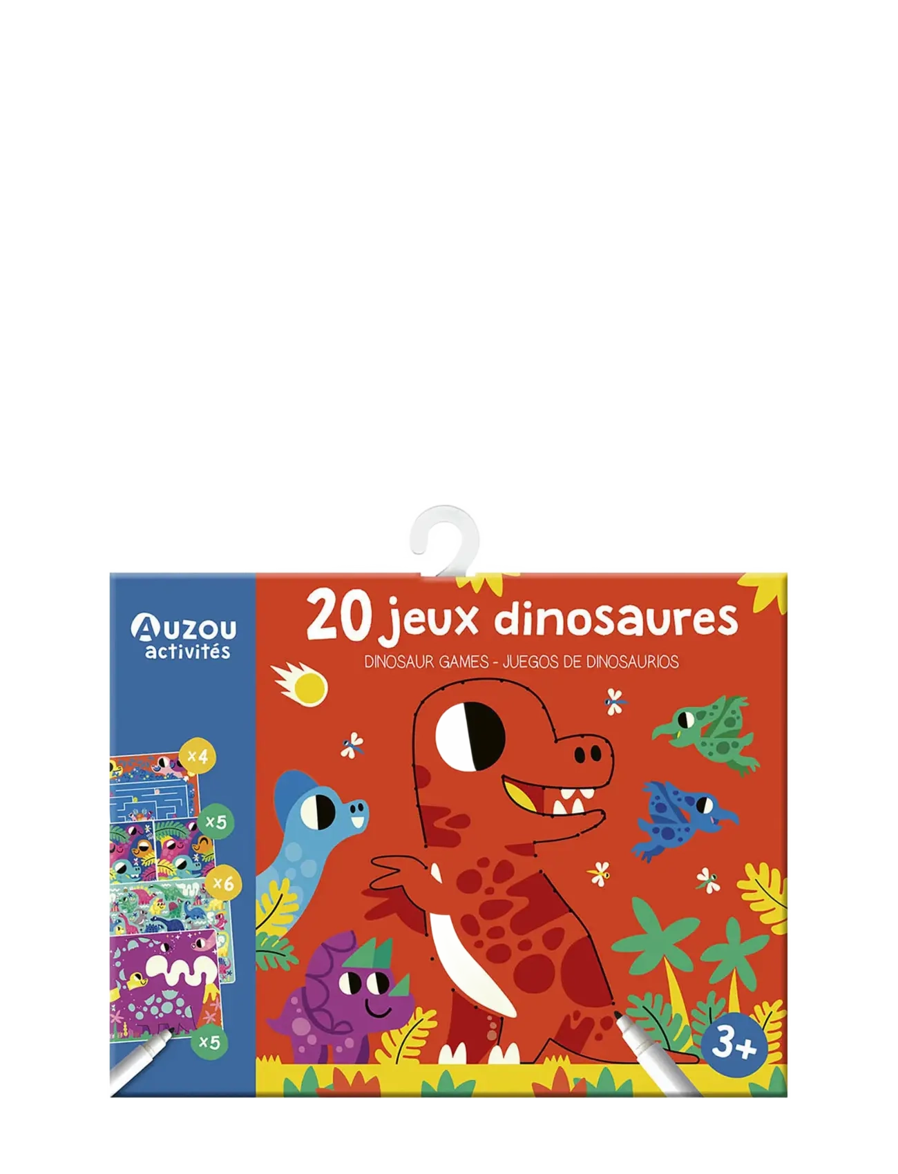 Auzou Activity Cards 20 Dinosaur Games, One Size, Rot - Board Kinder