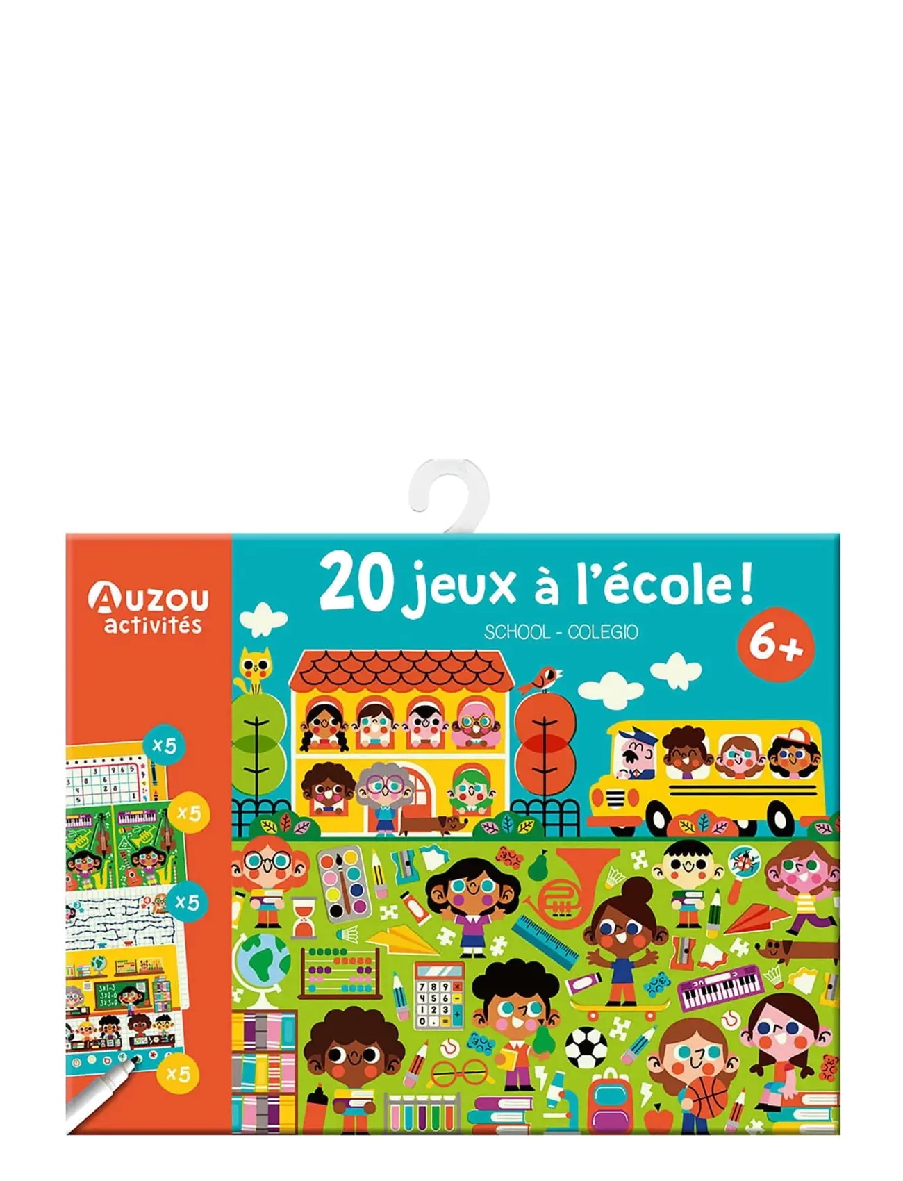Auzou Activity Cards 20 School Games, One Size, Mehrfarbig/gemustert - Educational Kinder