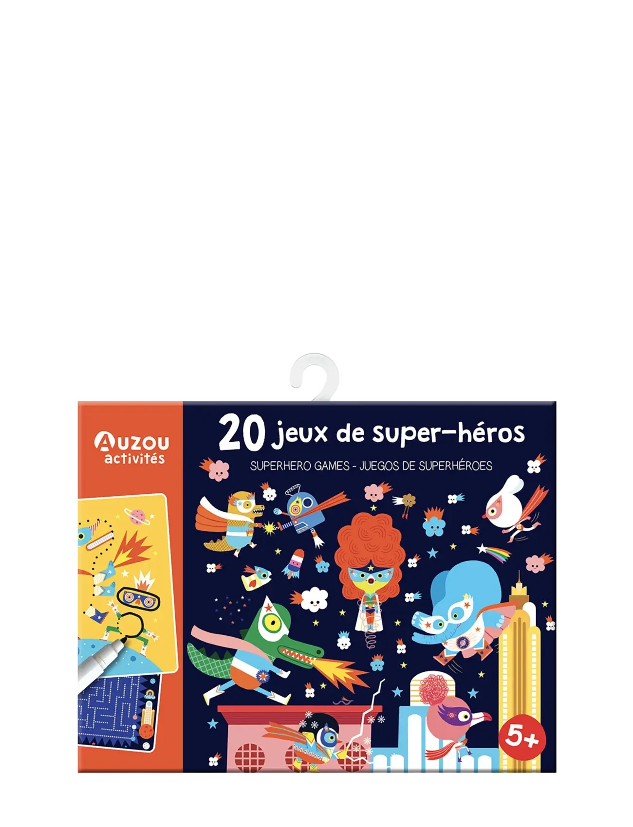 Auzou Activity Cards 20 Superhero Games, One Size, Mehrfarbig/gemustert - Board Kinder
