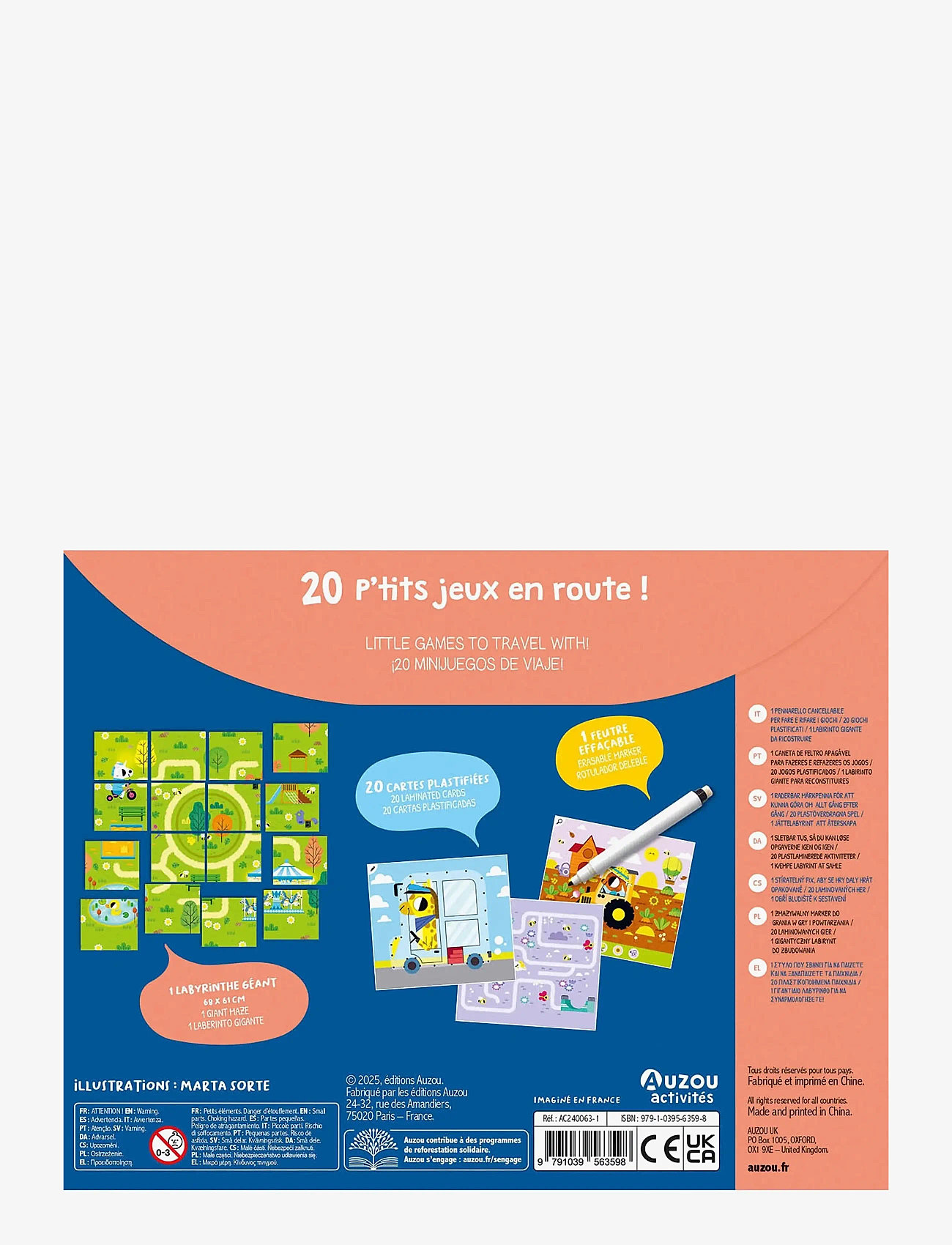 Auzou - Activity Cards - 20 Travel Games - pædagogiske spil - multi - 1
